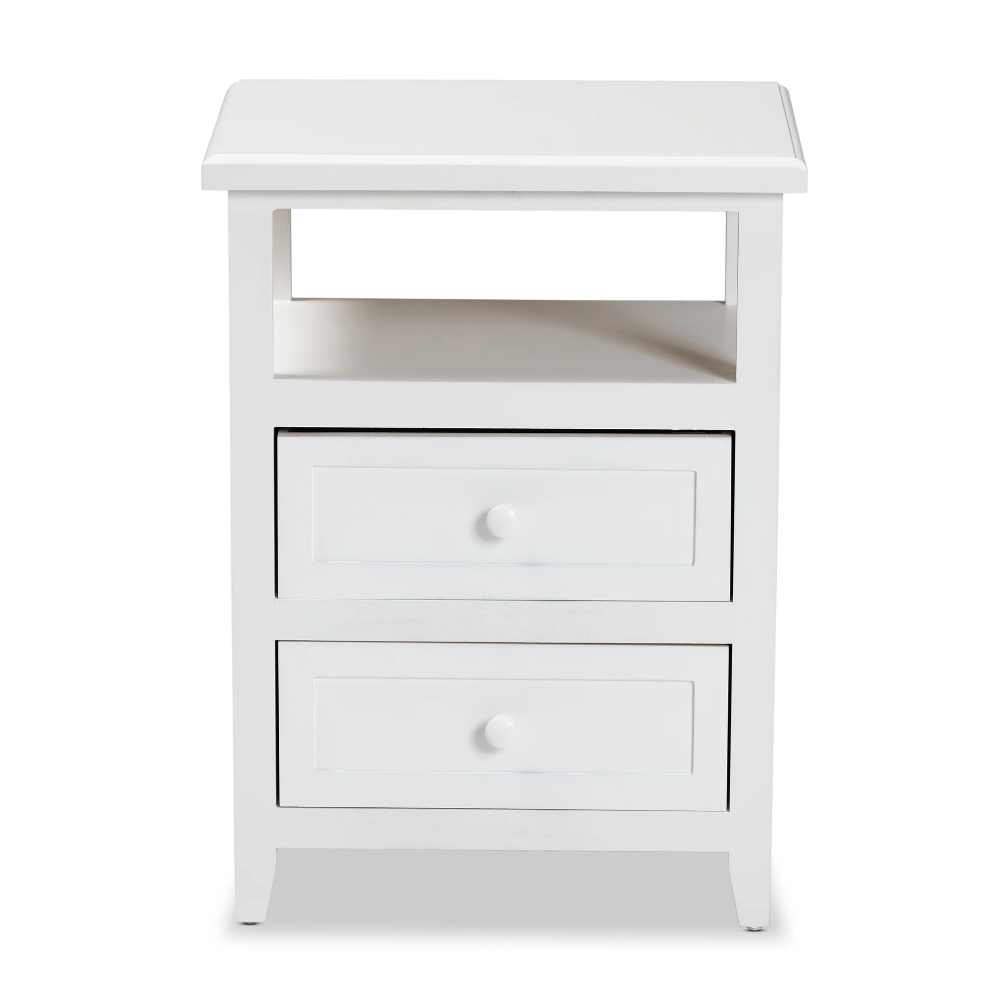 Baxton Studio Karsen Modern and Contemporary White Finished Wood 2-Drawer End Table - Image 6