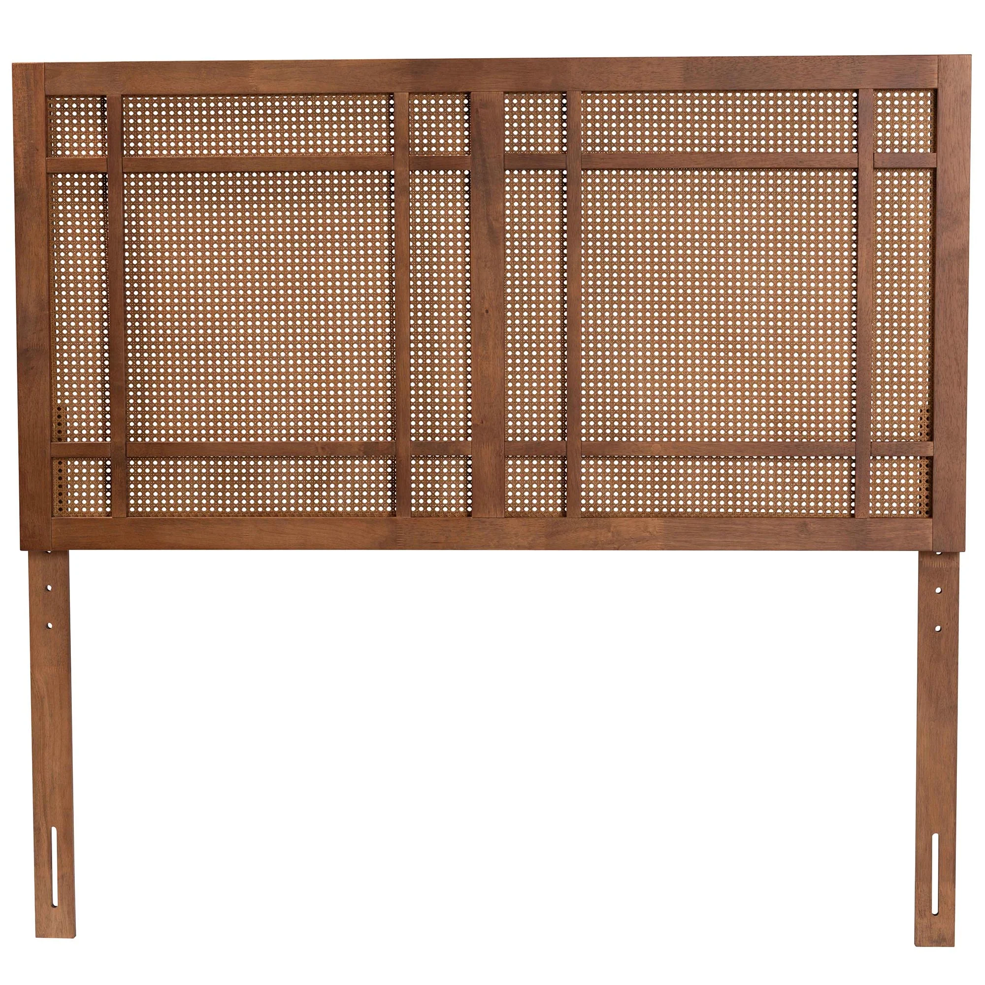 Baxton Studio Katrice Mid-Century Modern Ash Walnut Finished Wood King Size Headboard with Rattan - Image 3