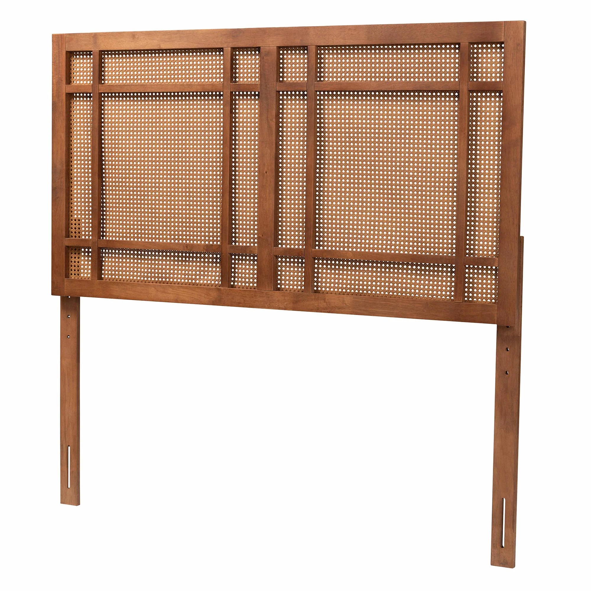 Baxton Studio Katrice Mid-Century Modern Ash Walnut Finished Wood Queen Size Headboard with Rattan - Image 2