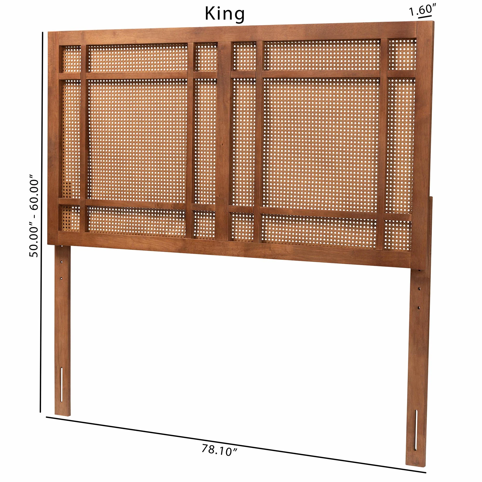 Baxton Studio Katrice Mid-Century Modern Ash Walnut Finished Wood Queen Size Headboard with Rattan - Image 9