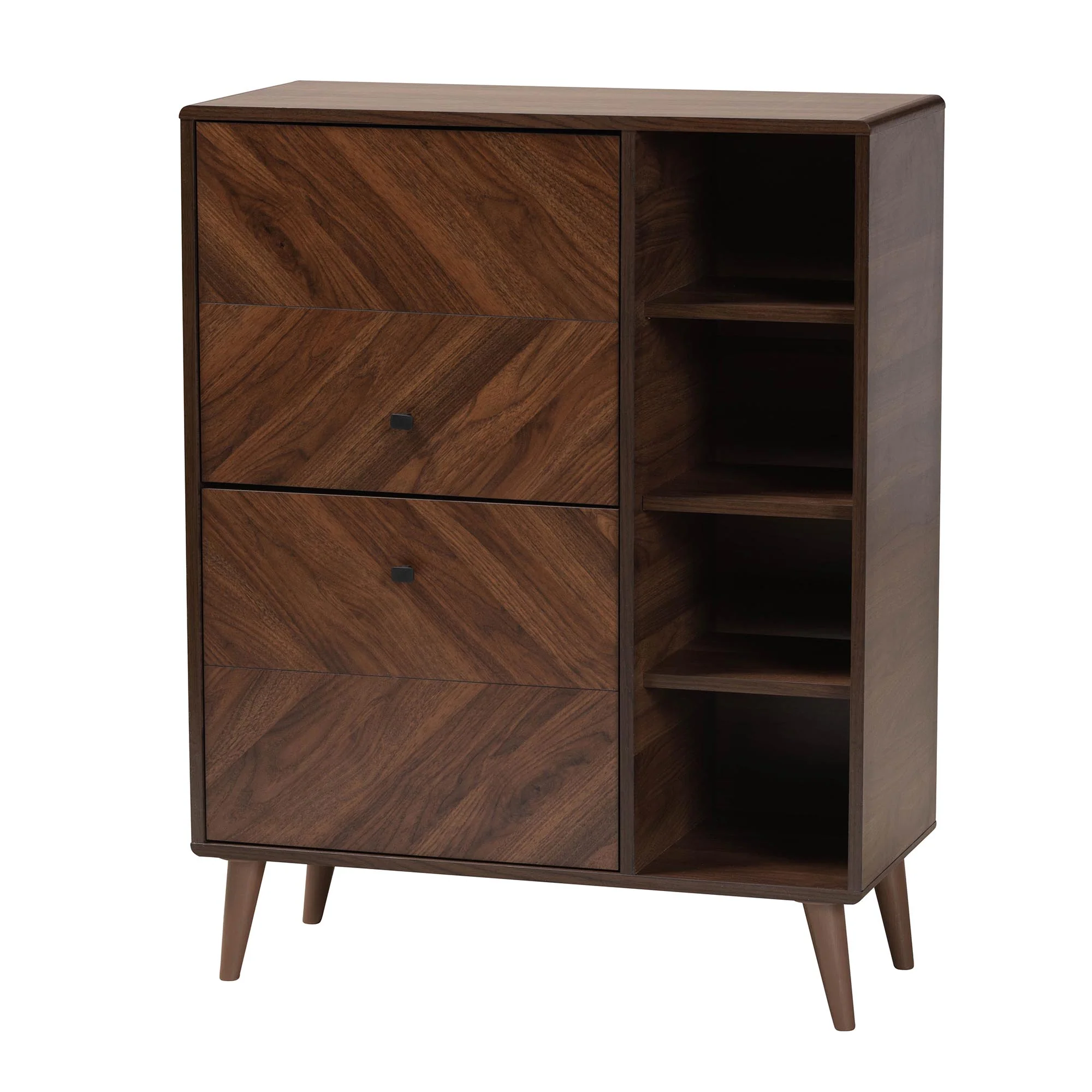 Baxton Studio Keiran Mid-Century Modern Walnut Brown Finished Wood 2-Door Shoe Cabinet - Image 5