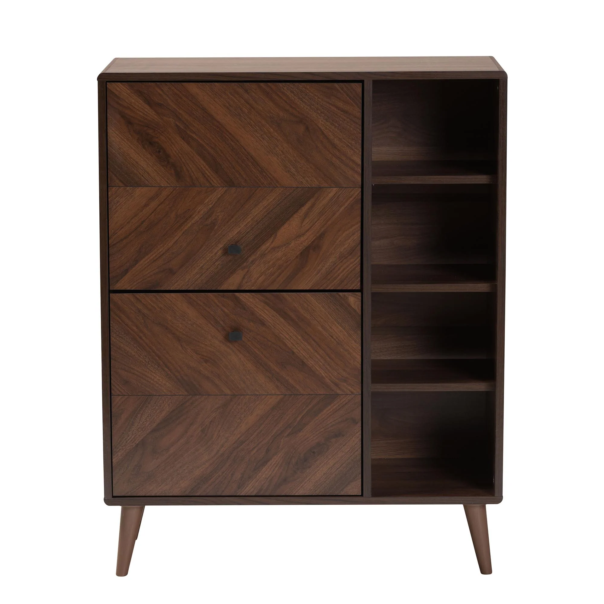 Baxton Studio Keiran Mid-Century Modern Walnut Brown Finished Wood 2-Door Shoe Cabinet - Image 7