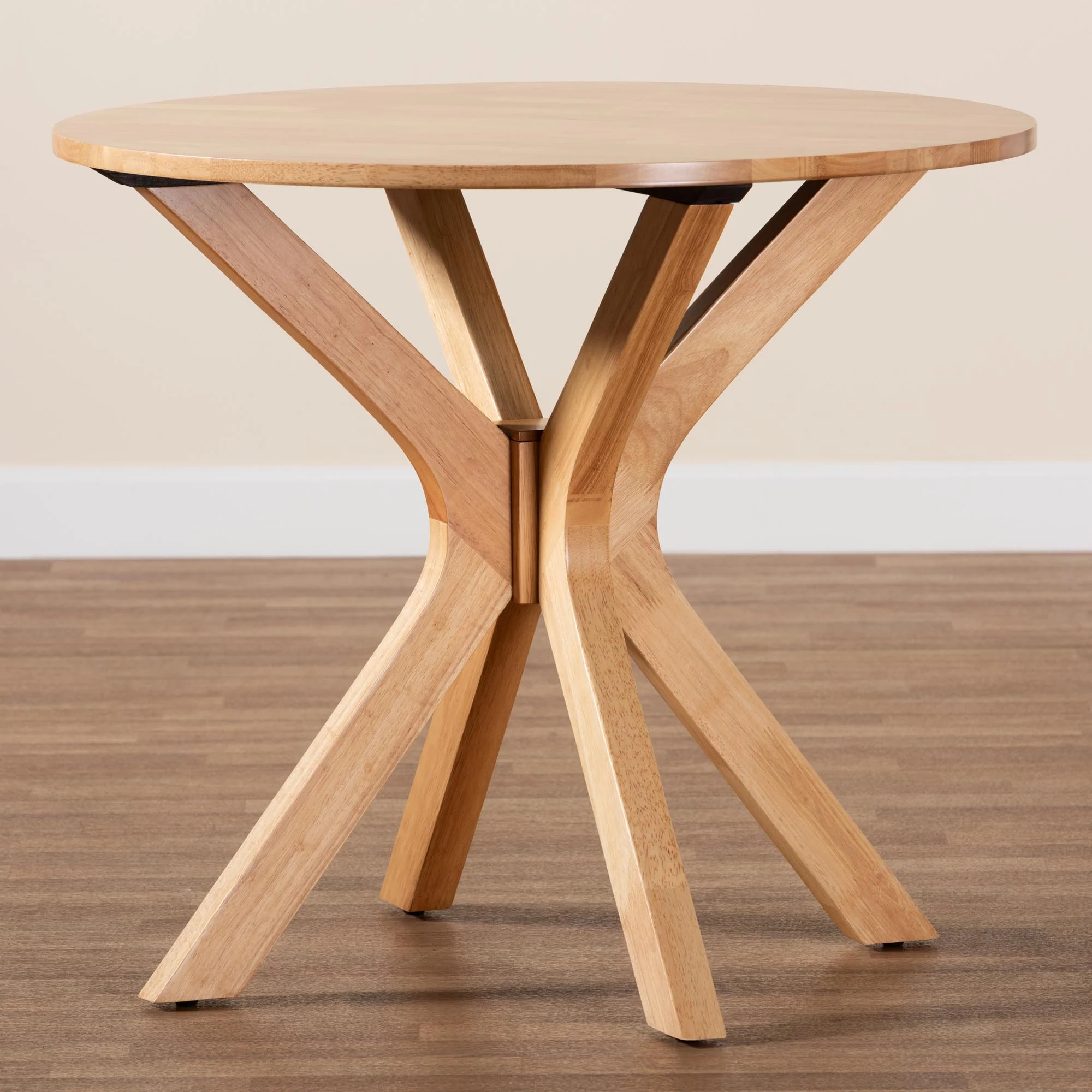 Baxton Studio Kenji Modern Natural Brown Finished Wood 34-Inch-Wide Round Wood Dining Table - Image 7