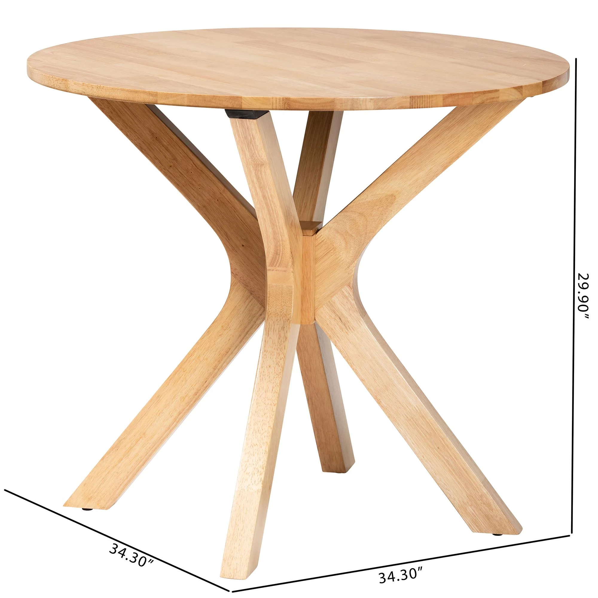 Baxton Studio Kenji Modern Natural Brown Finished Wood 34-Inch-Wide Round Wood Dining Table - Image 8