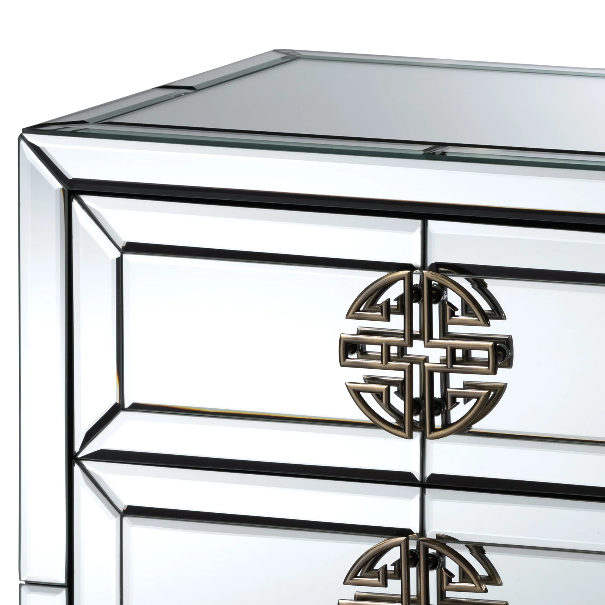 Baxton Studio Laken Contemporary Glam and Luxe Mirrored and Antique Bronze Finished 3-Drawer End Table - Image 7