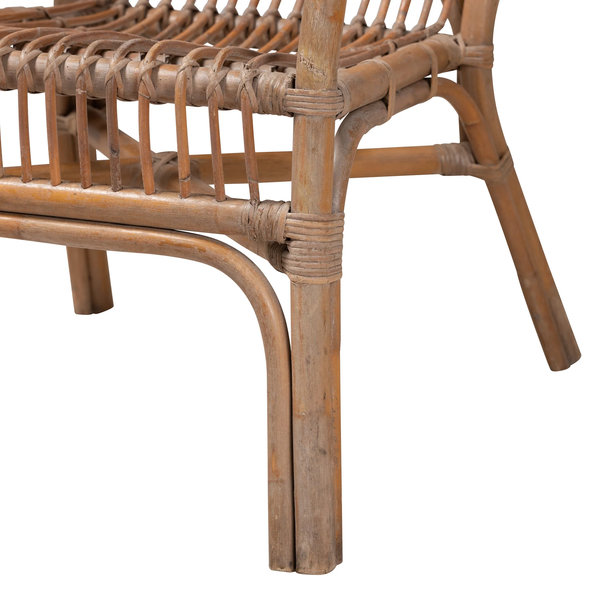 Baxton Studio Lamaria Modern Bohmenian Natural Brown Antique Rattan 2-Piece Chair and Footstool Set - Image 8