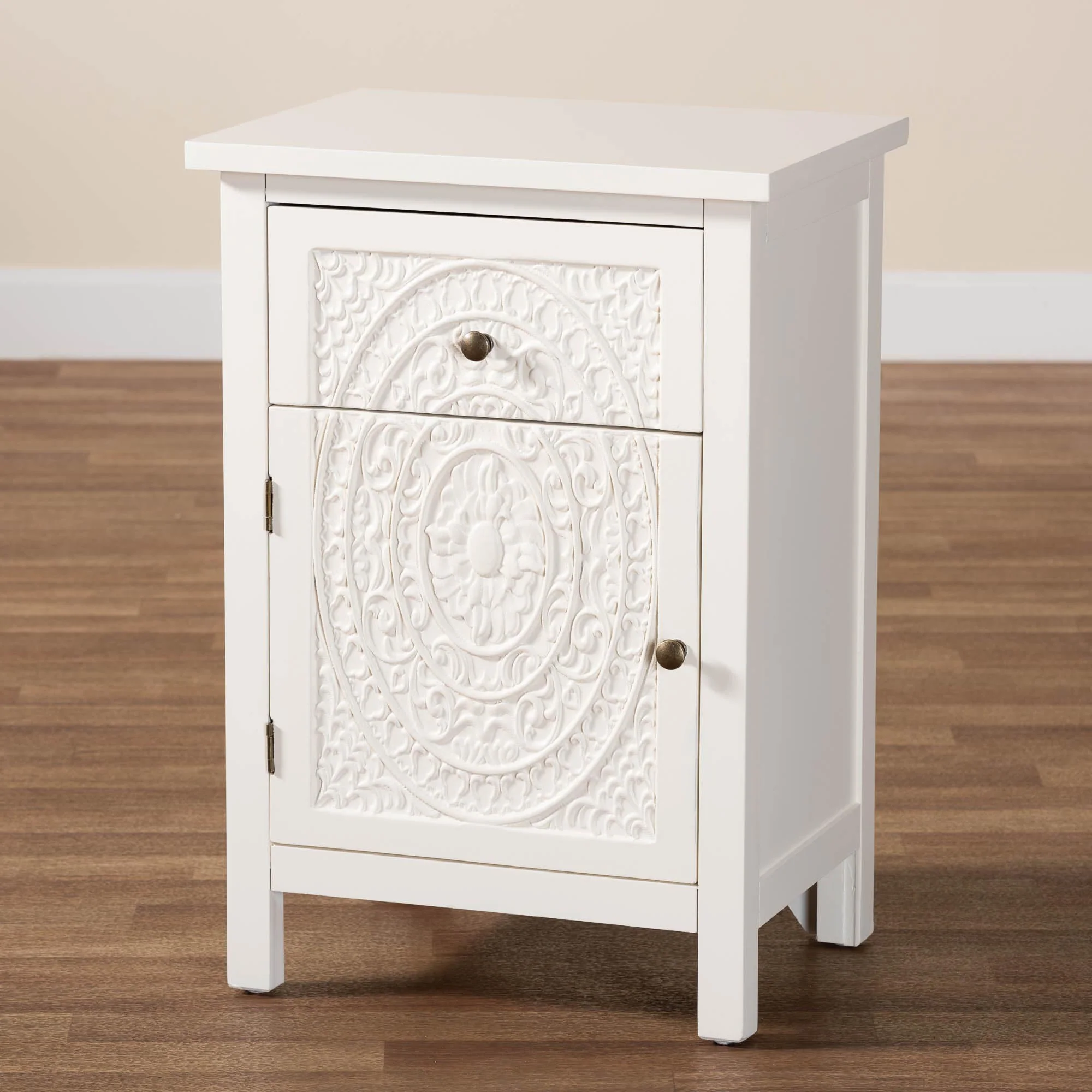 Baxton Studio Lambert Classic and Traditional White Finished Wood 1-Drawer End Table - Image 3