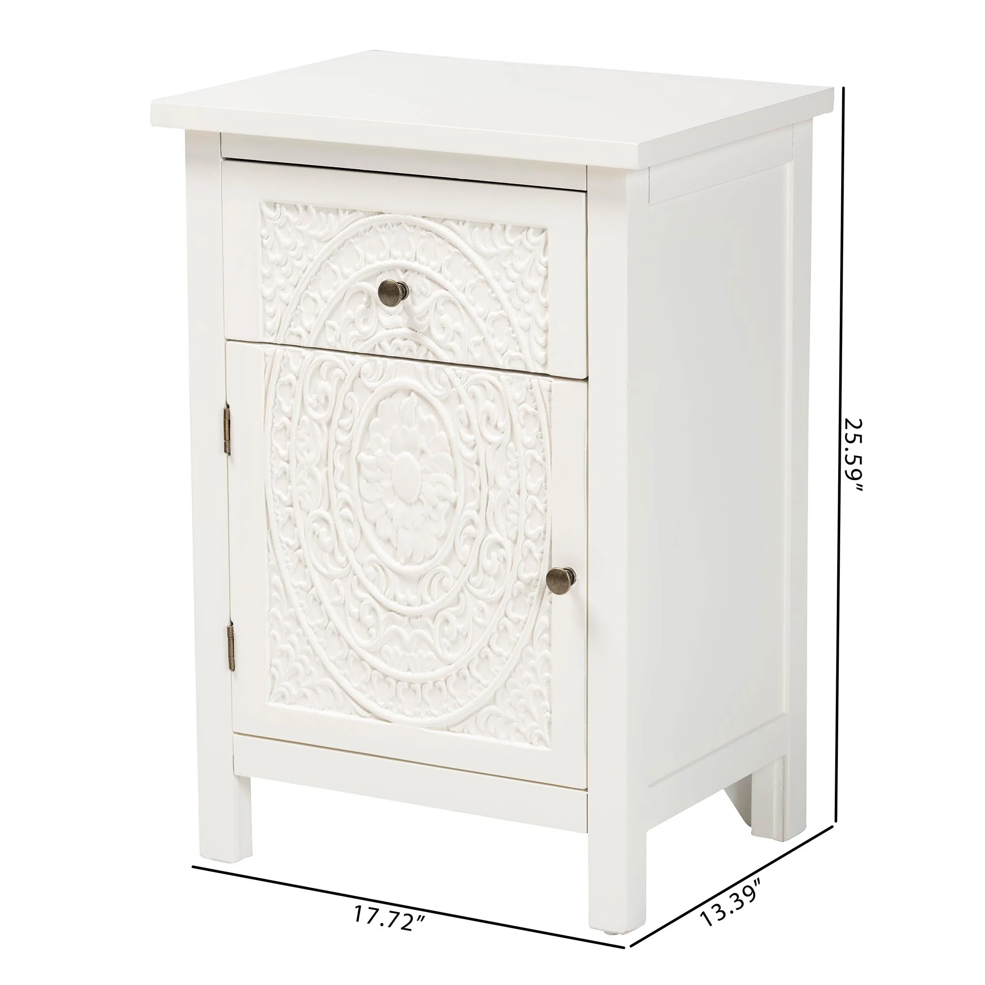 Baxton Studio Lambert Classic and Traditional White Finished Wood 1-Drawer End Table - Image 4