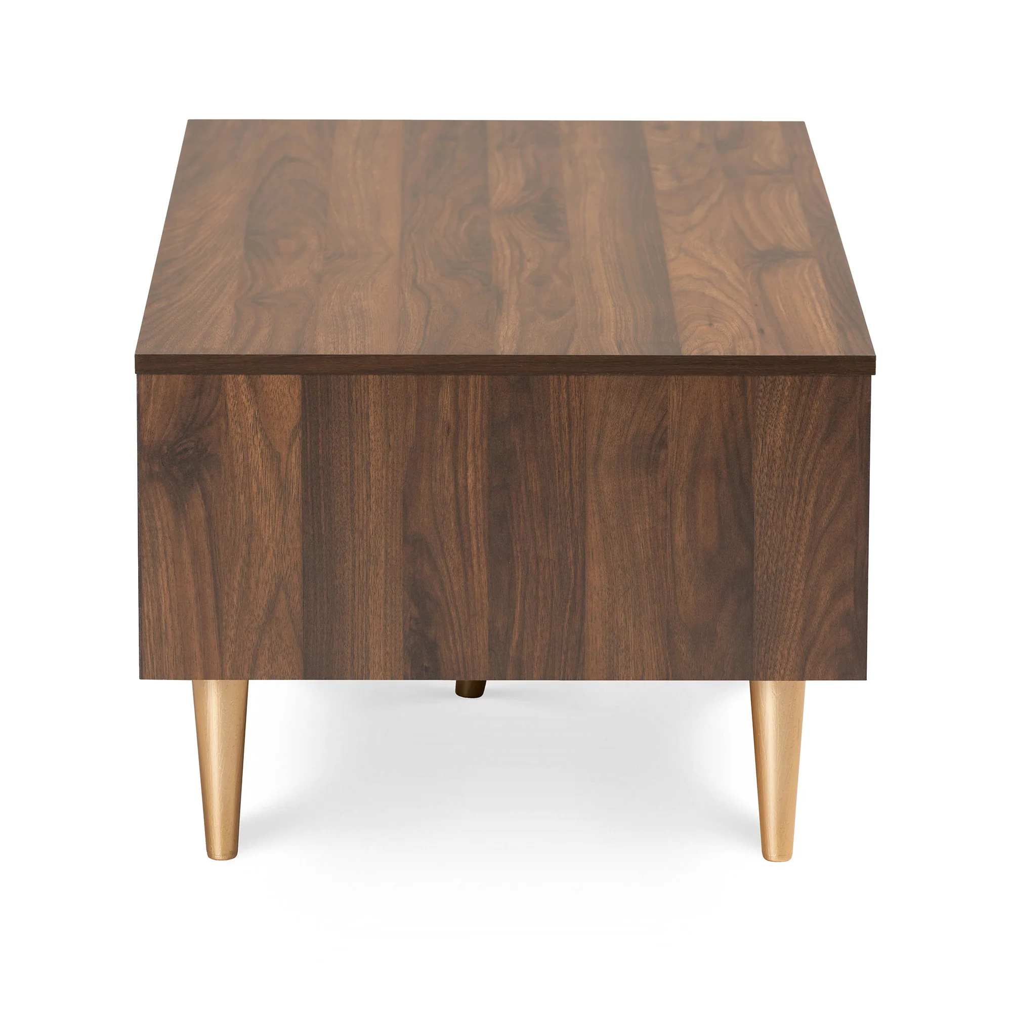 Baxton Studio Landen Mid-Century Modern Walnut Brown and Gold Finished Wood Coffee Table - Image 5