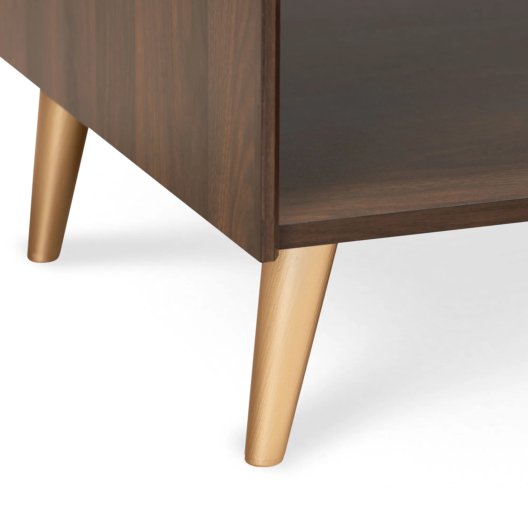 Baxton Studio Landen Mid-Century Modern Walnut Brown and Gold Finished Wood Coffee Table - Image 7