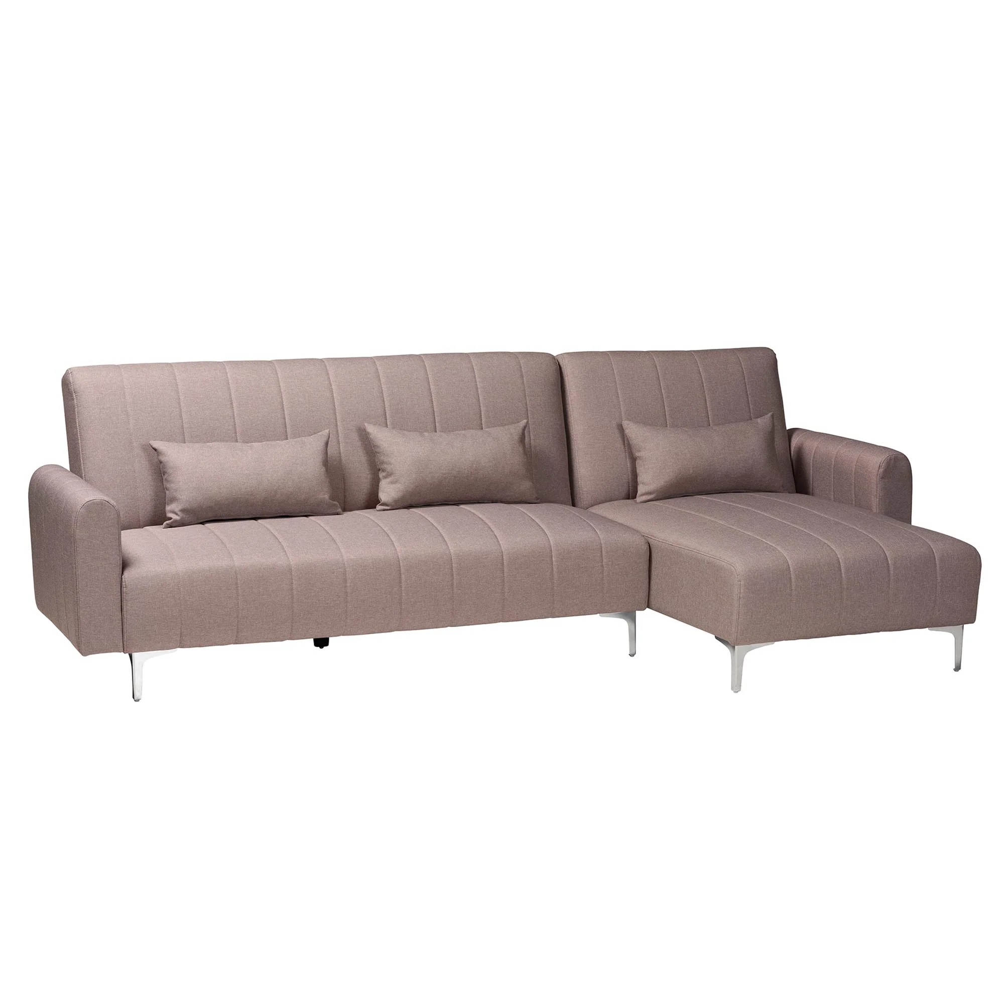 Baxton Studio Lanoma Contemporary Clay Fabric Upholstered Convertible Sleeper Sofa - Image 2