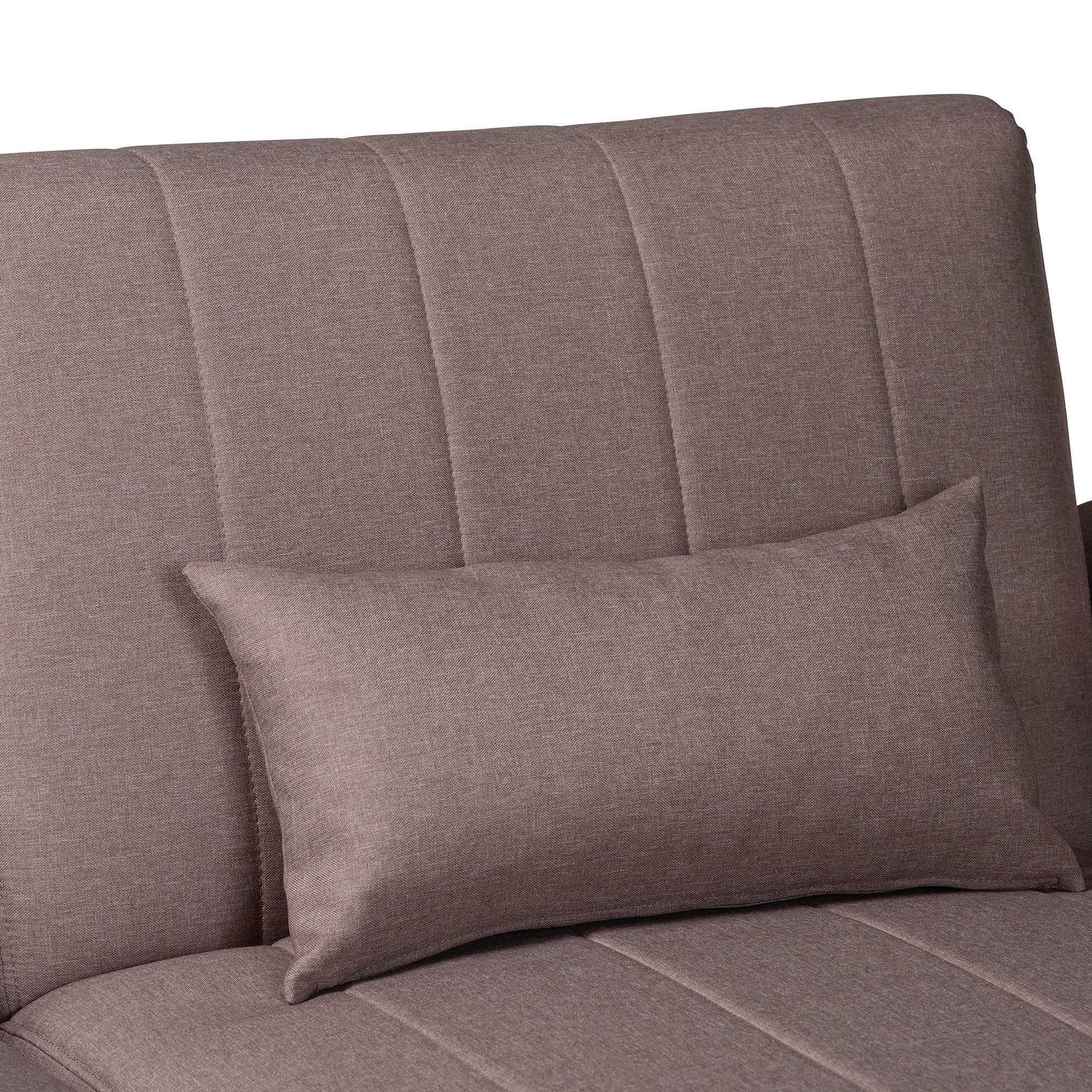 Baxton Studio Lanoma Contemporary Clay Fabric Upholstered Convertible Sleeper Sofa - Image 4