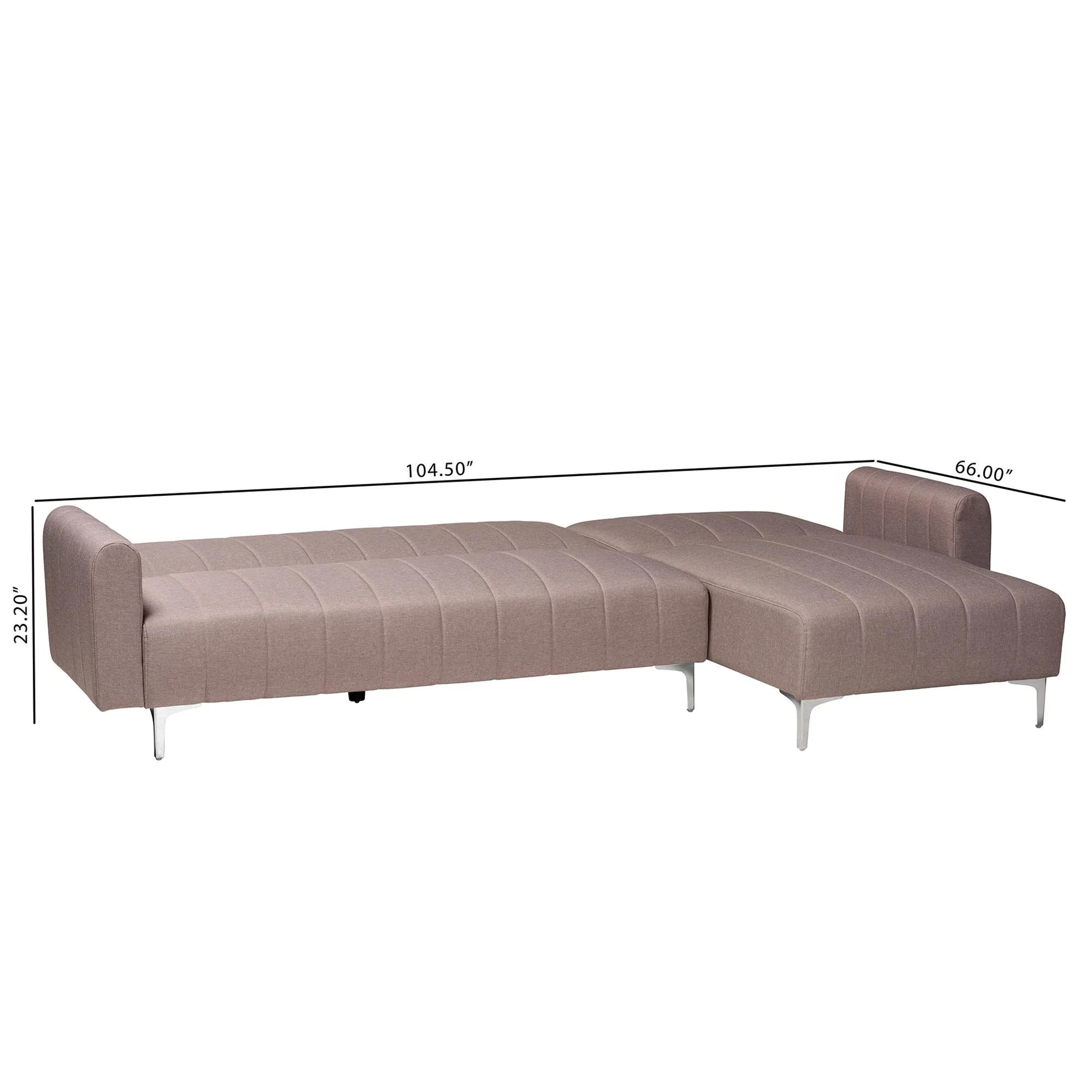 Baxton Studio Lanoma Contemporary Clay Fabric Upholstered Convertible Sleeper Sofa - Image 8