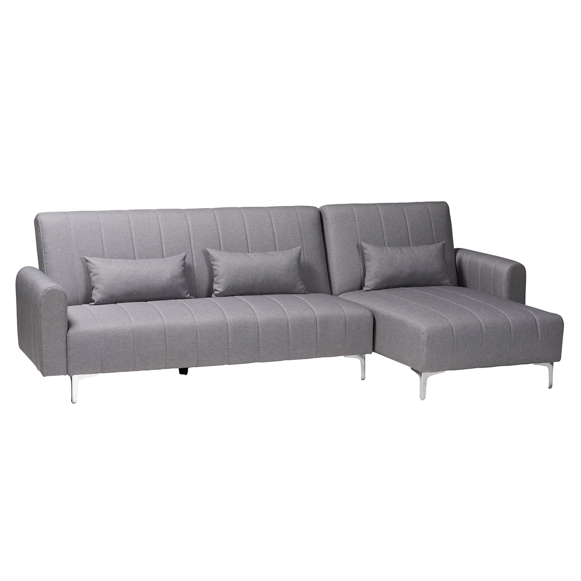 Baxton Studio Lanoma Contemporary Slate Grey Fabric Upholstered Convertible Sleeper Sofa - Image 2