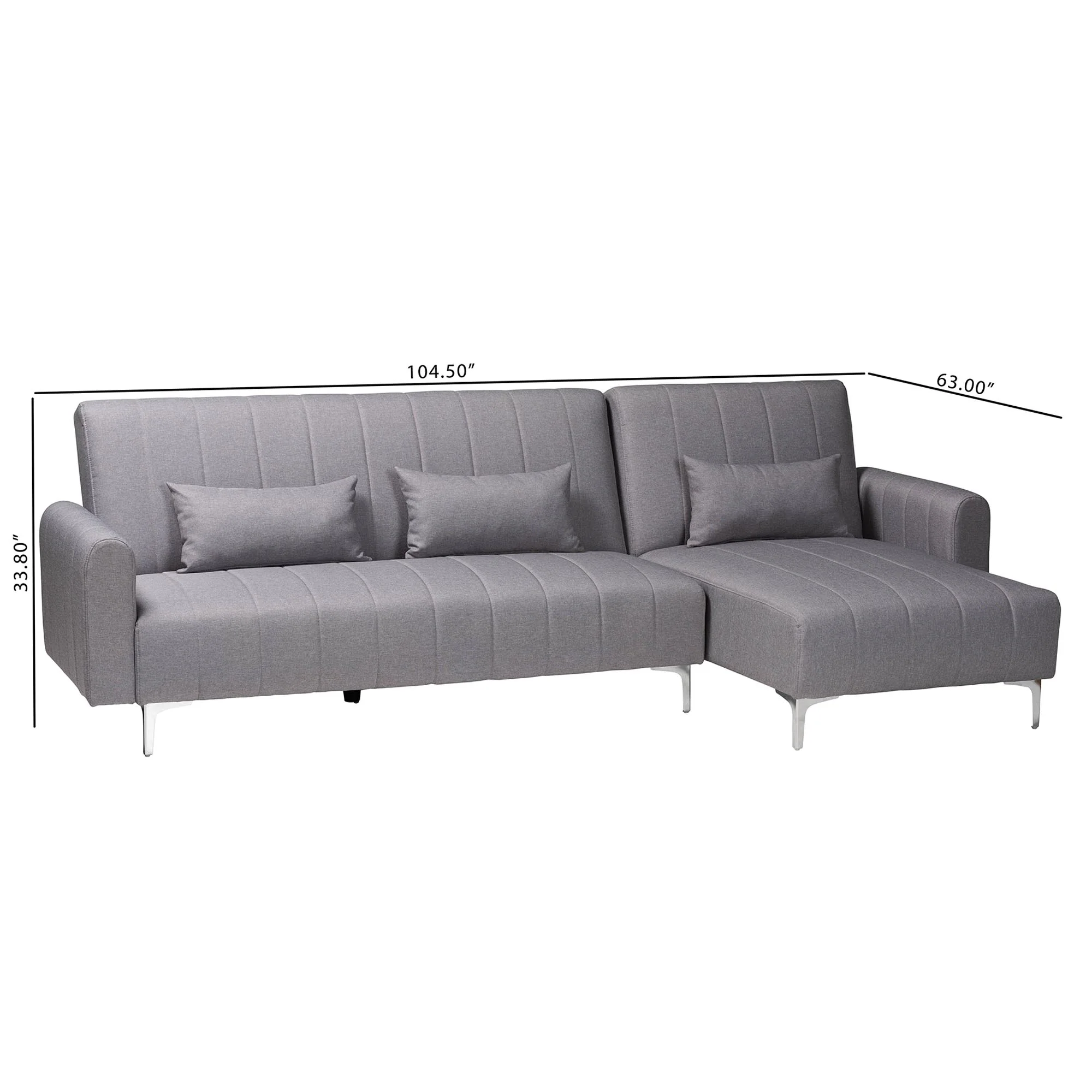Baxton Studio Lanoma Contemporary Slate Grey Fabric Upholstered Convertible Sleeper Sofa - Image 9