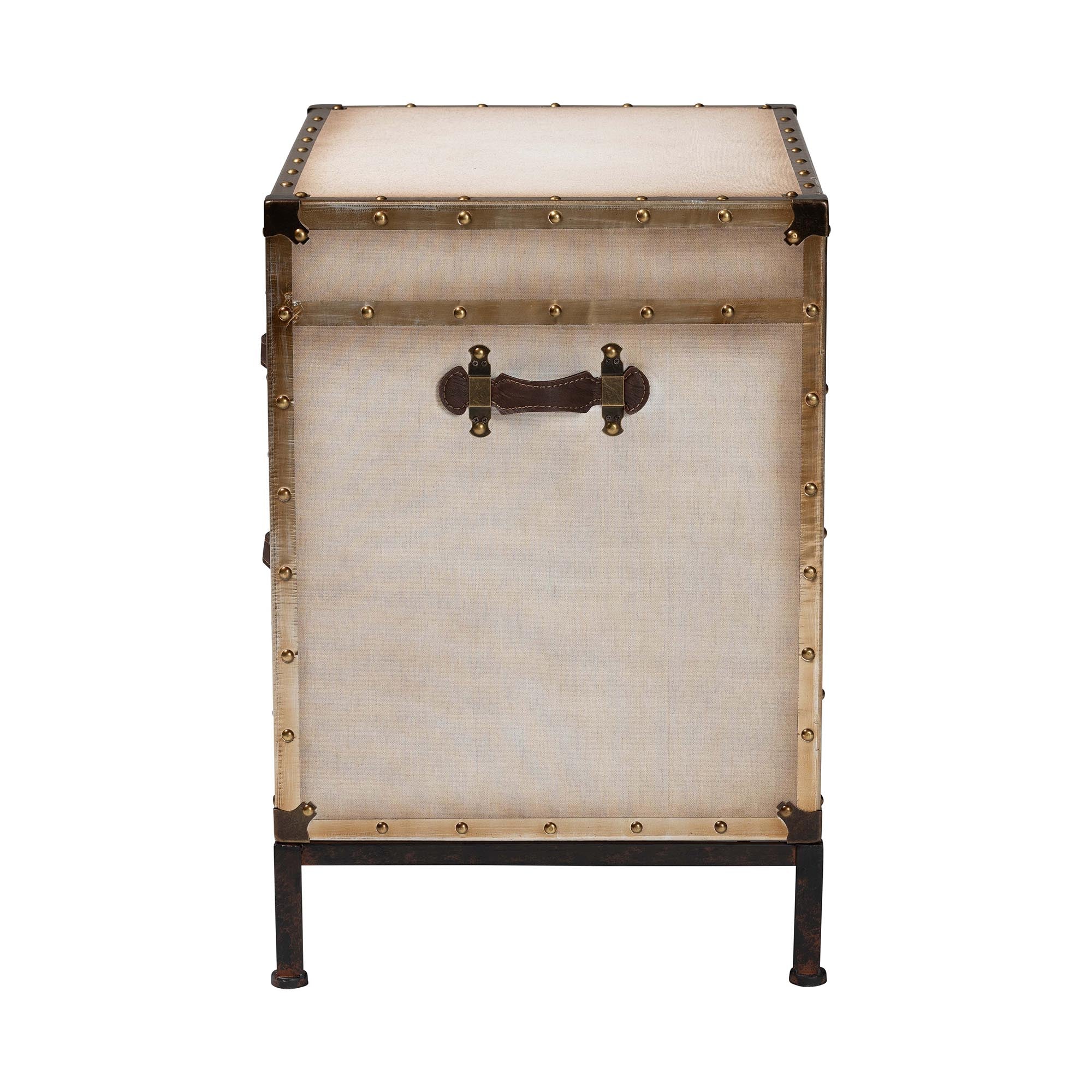 Baxton Studio Laura Vintage White Canvas 2-Drawer End Table Trunk - Image 7