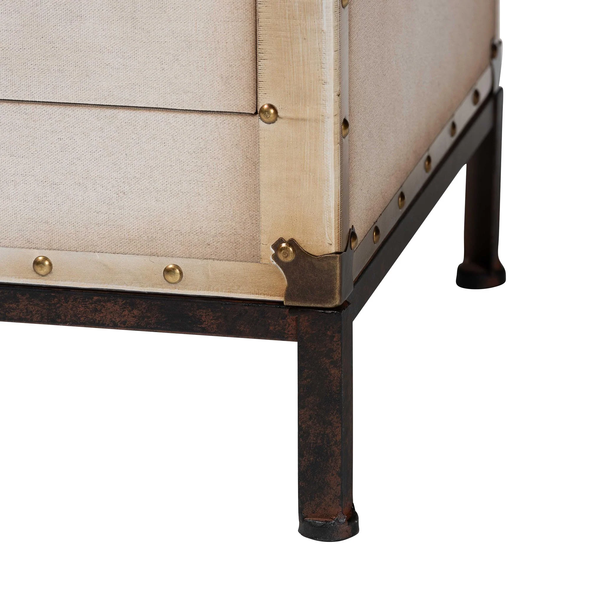 Baxton Studio Laura Vintage White Canvas 2-Drawer End Table Trunk - Image 9