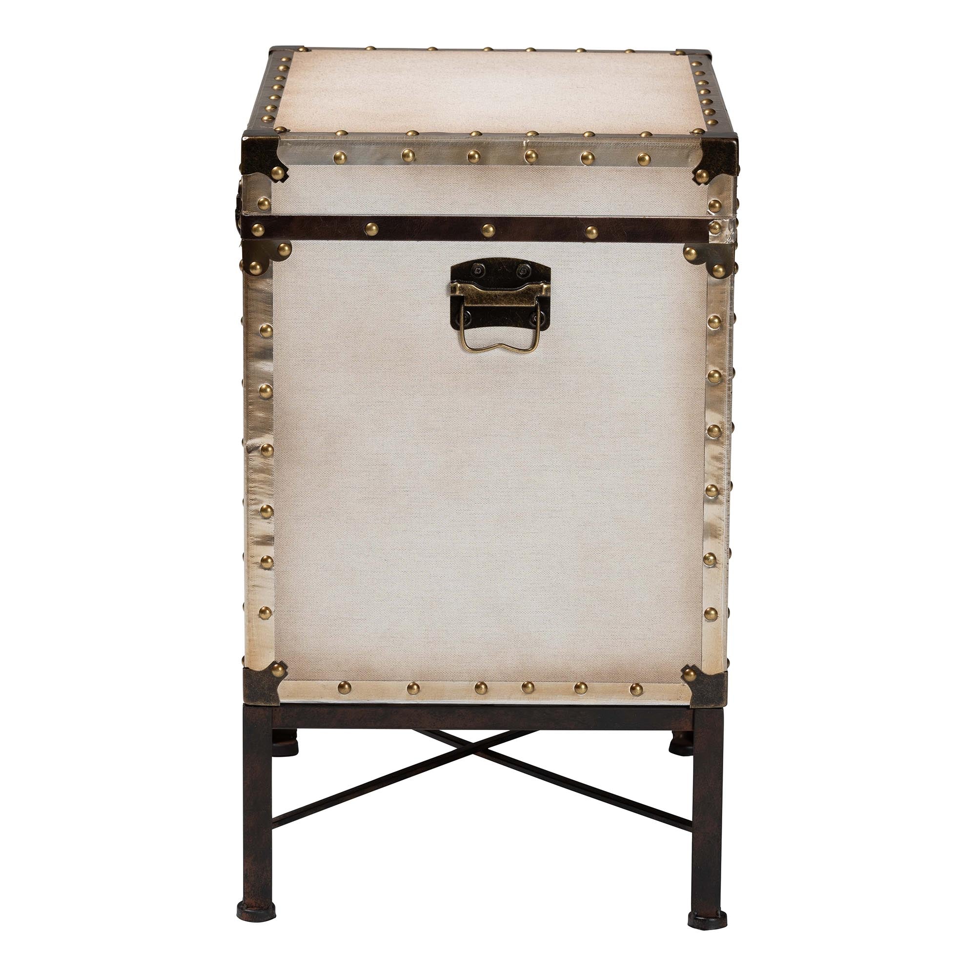 Baxton Studio Laura Vintage White Canvas Lift-Top Trunk End Table - Image 8