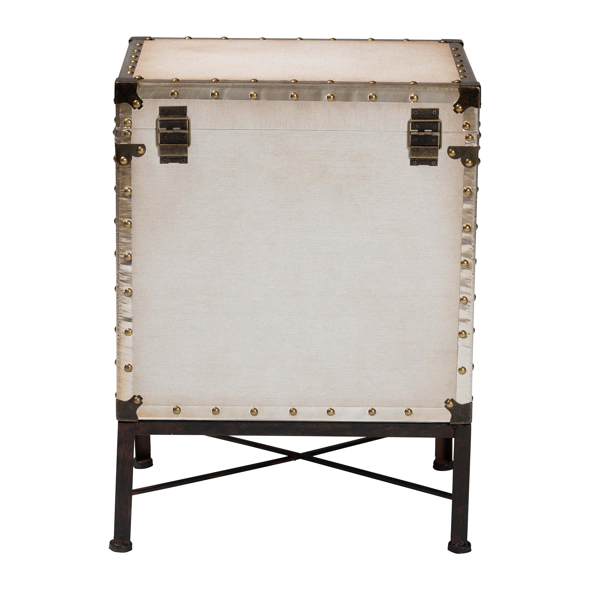 Baxton Studio Laura Vintage White Canvas Lift-Top Trunk End Table - Image 9