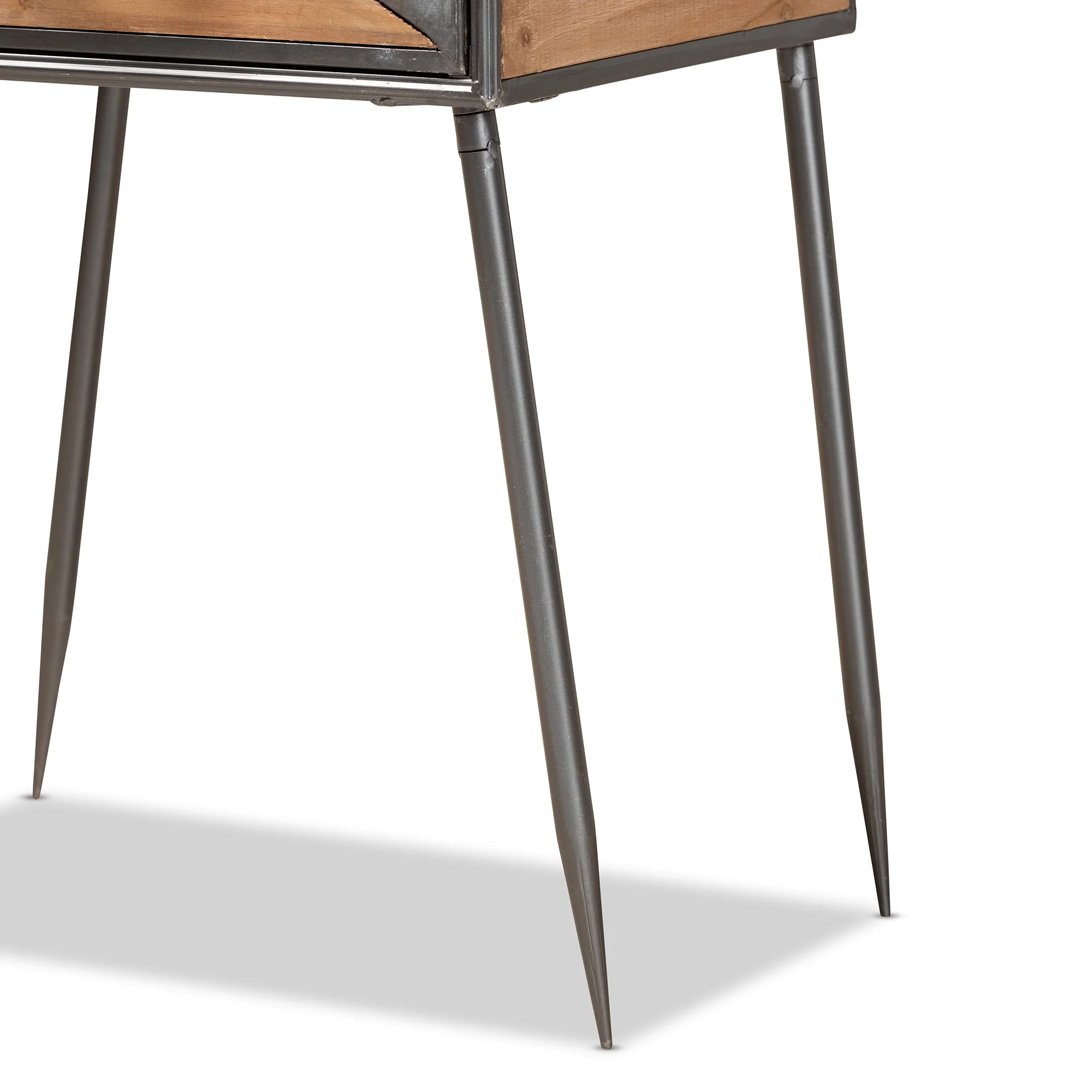 Baxton Studio Laurel Rustic Industrial Antique Grey Finished Metal and Whitewashed Oak Brown Finished Wood 1-Drawer End Table - Image 9