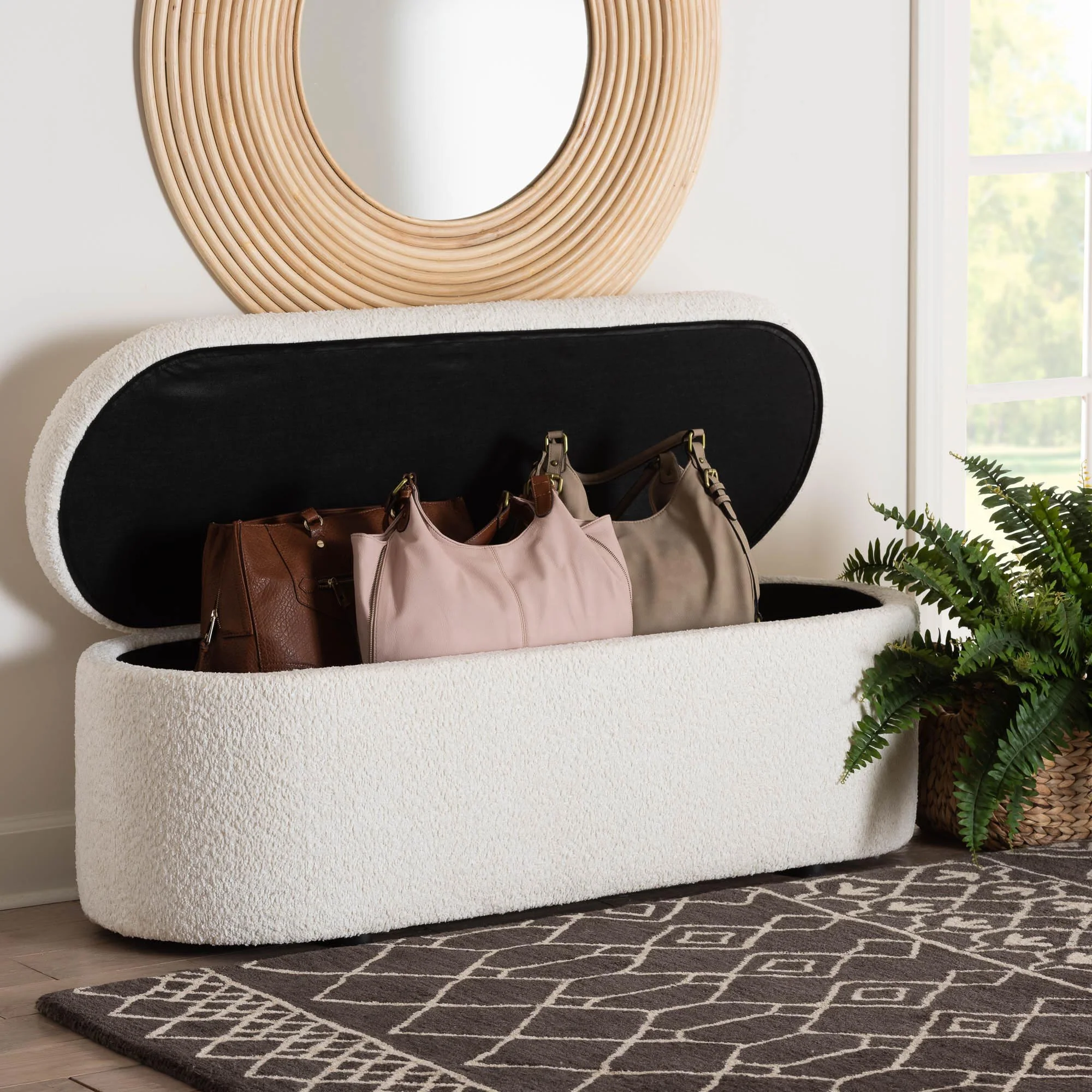 Baxton Studio Lavina Modern White Teddy-Bear Fabric Storage Bench - Image 2