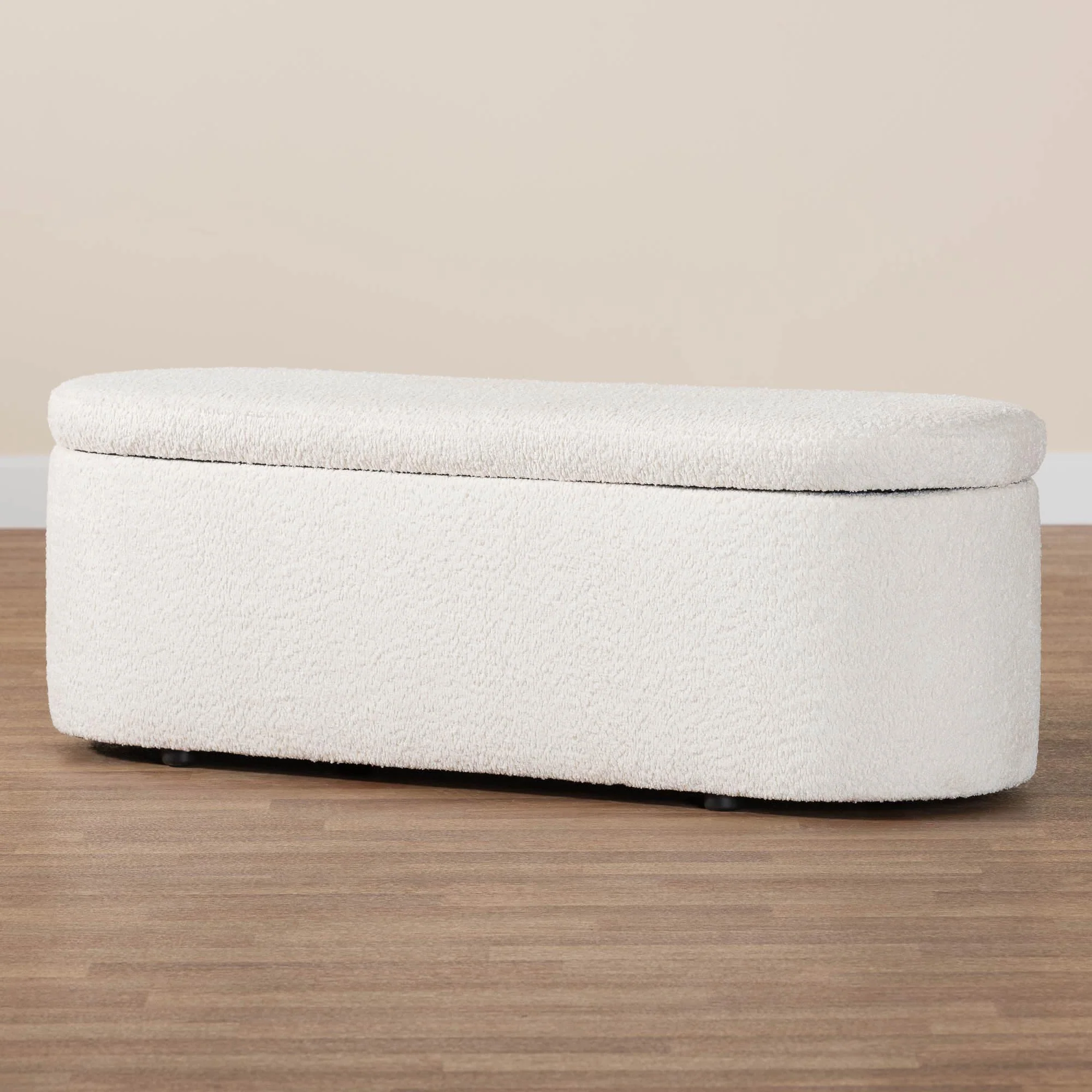 Baxton Studio Lavina Modern White Teddy-Bear Fabric Storage Bench - Image 3