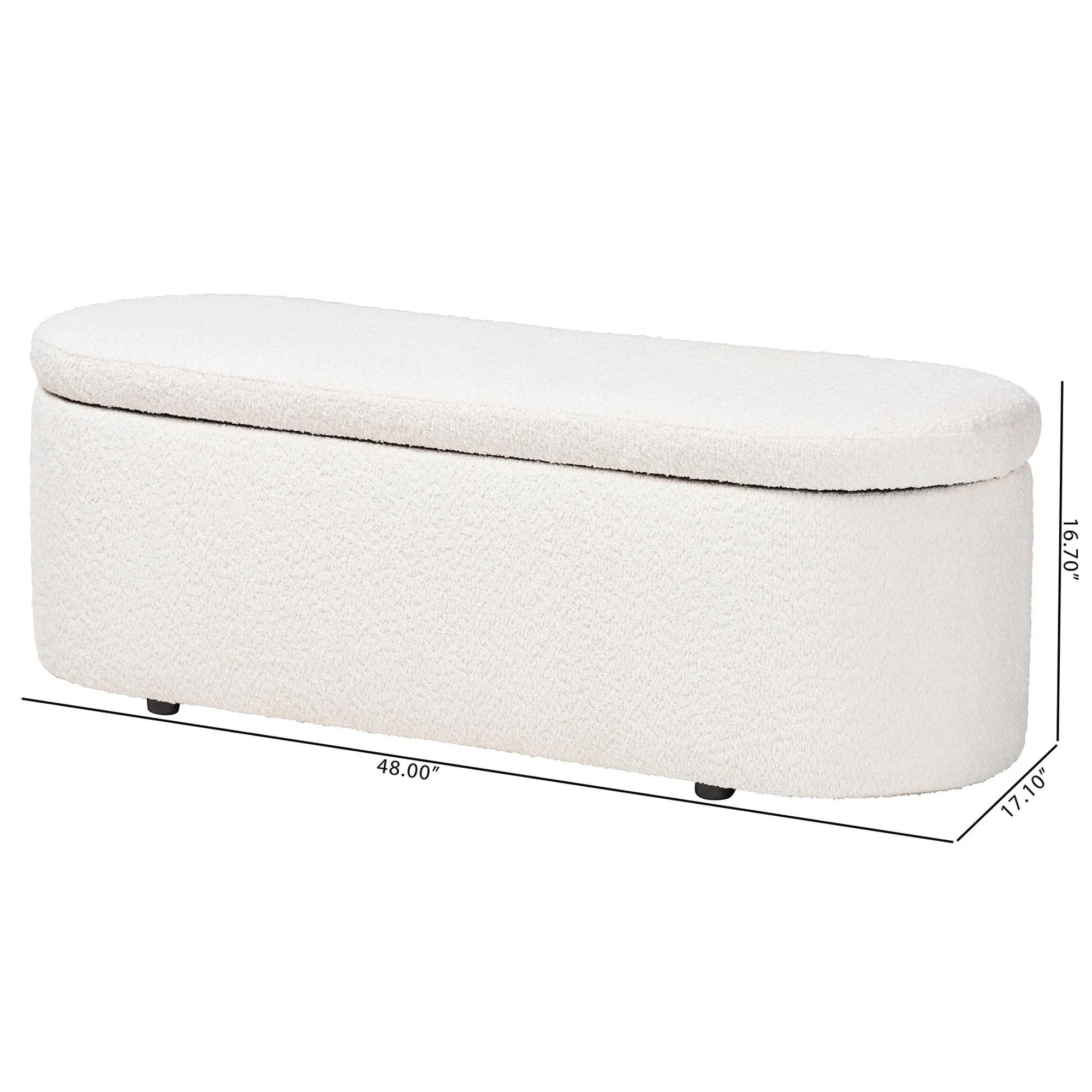 Baxton Studio Lavina Modern White Teddy-Bear Fabric Storage Bench - Image 4