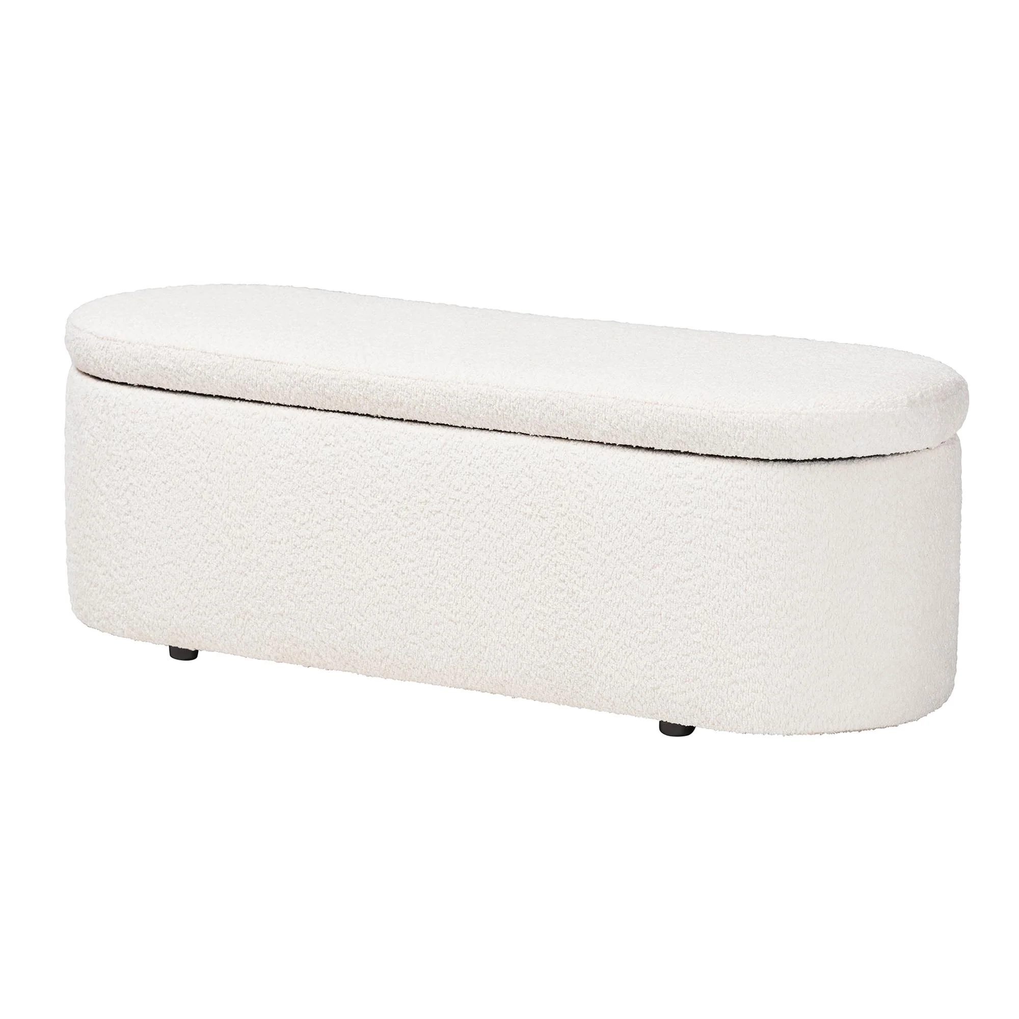 Baxton Studio Lavina Modern White Teddy-Bear Fabric Storage Bench - Image 5