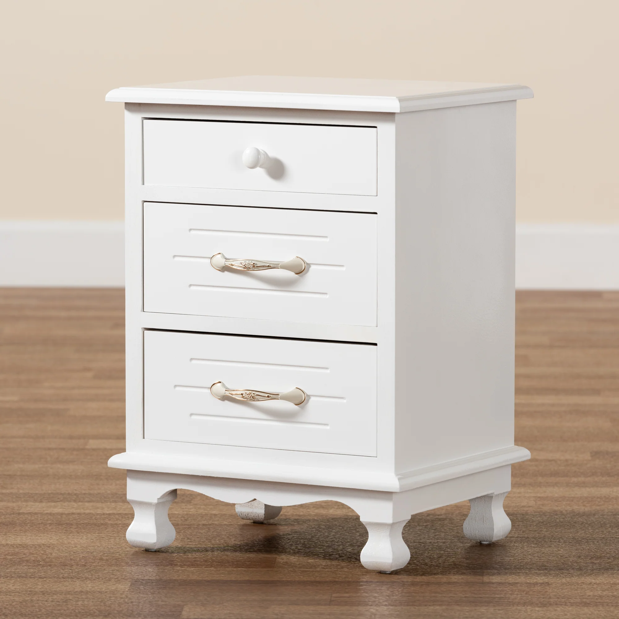 Baxton Studio Layton Classic and Traditional White Finished Wood 3-Drawer End Table - Image 2