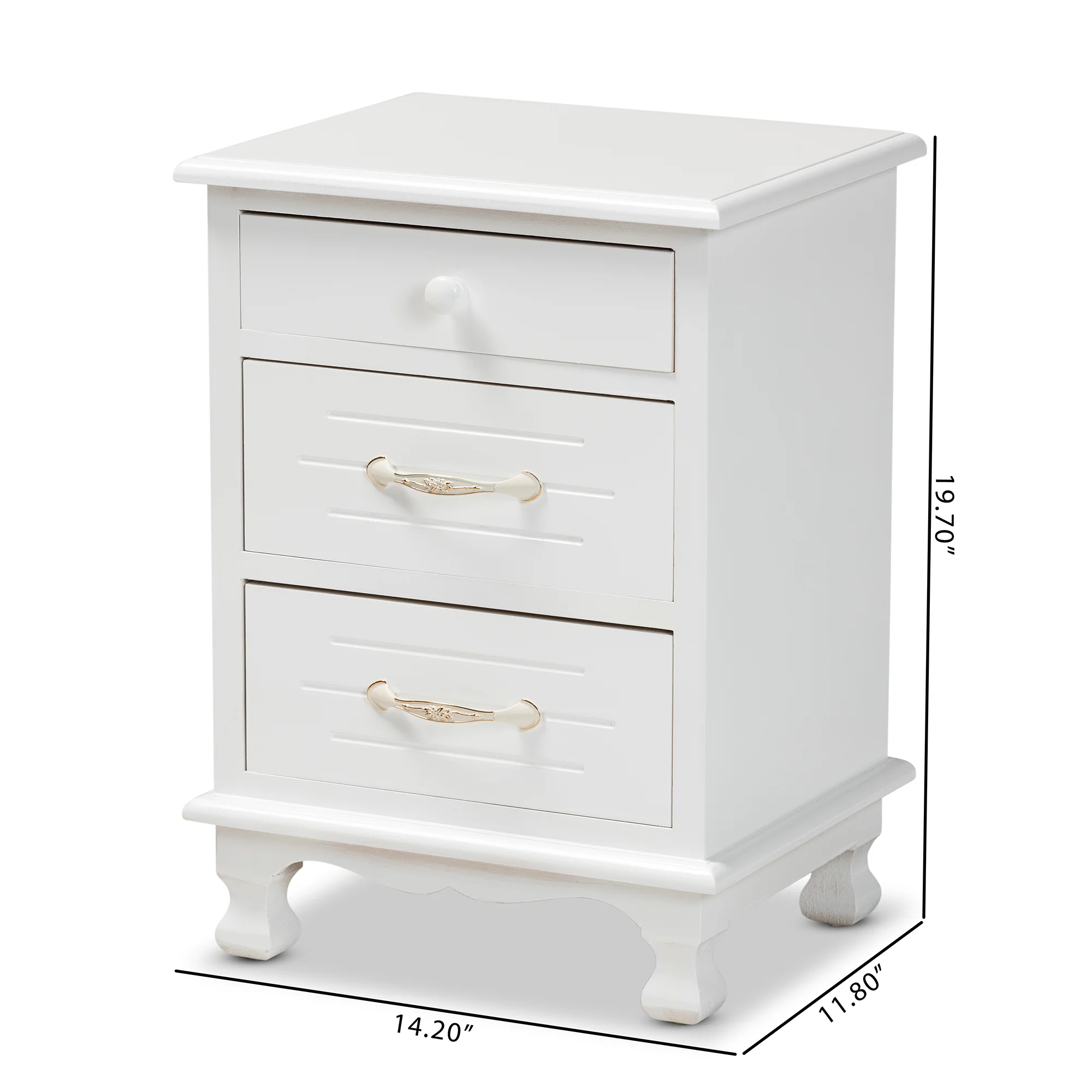 Baxton Studio Layton Classic and Traditional White Finished Wood 3-Drawer End Table - Image 3