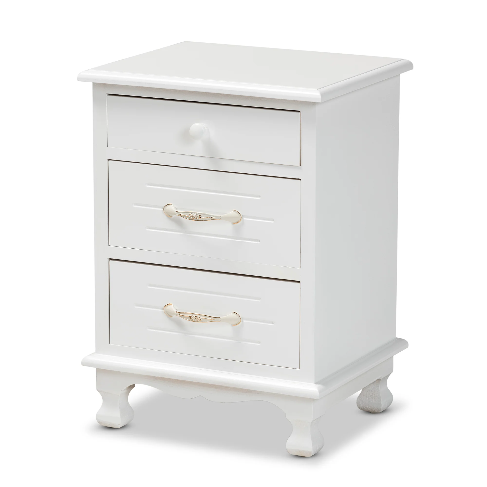 Baxton Studio Layton Classic and Traditional White Finished Wood 3-Drawer End Table - Image 4