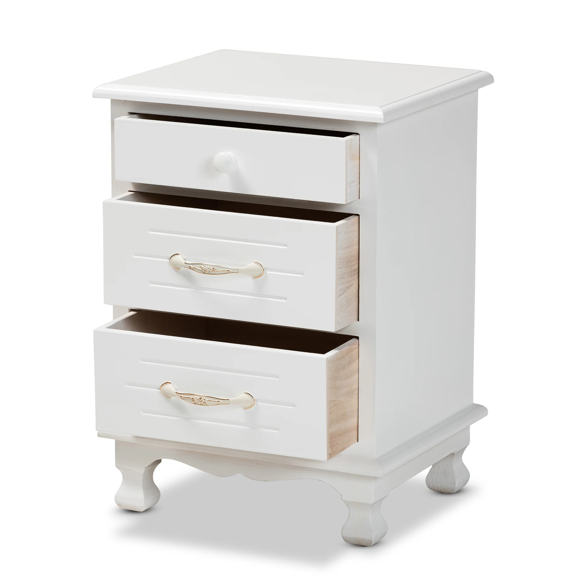 Baxton Studio Layton Classic and Traditional White Finished Wood 3-Drawer End Table - Image 5