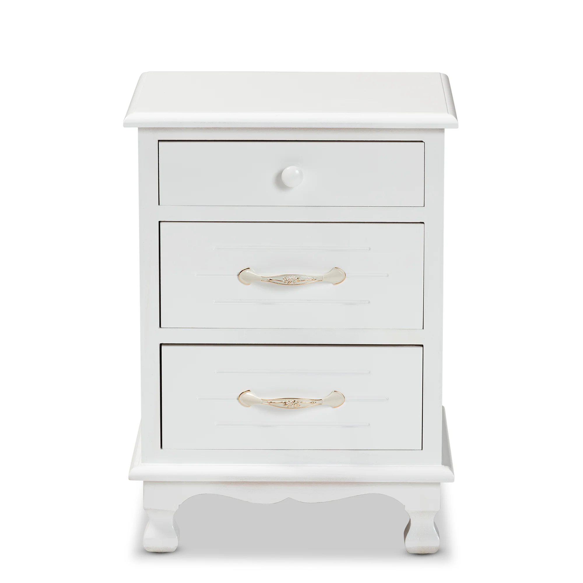 Baxton Studio Layton Classic and Traditional White Finished Wood 3-Drawer End Table - Image 6