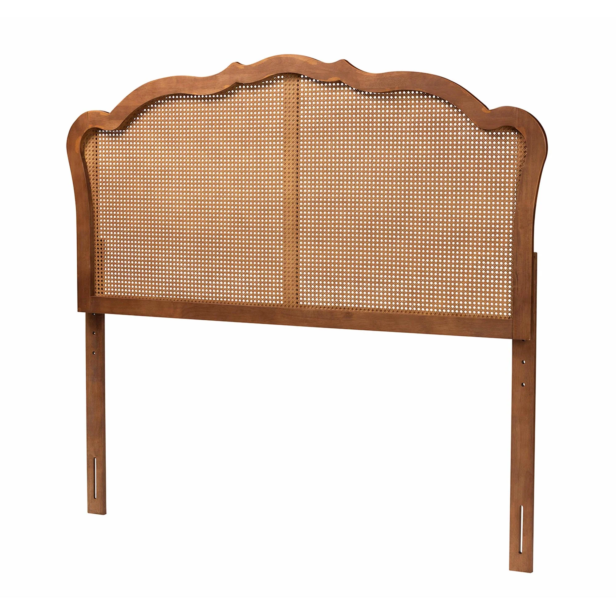 Baxton Studio Leandra Classic and Traditional Ash Walnut Finished Wood Queen Size Headboard with Rattan - Image 4