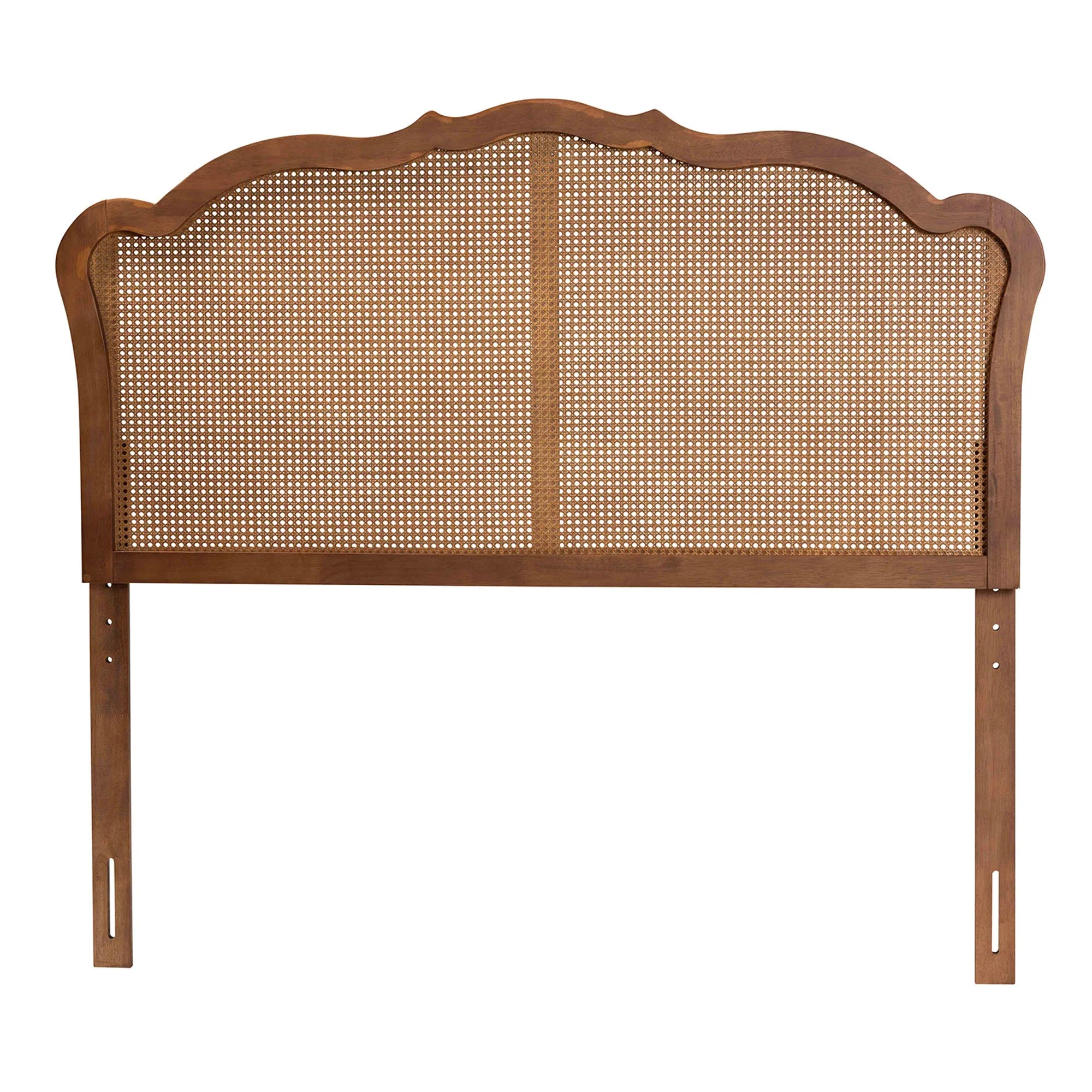 Baxton Studio Leandra Classic and Traditional Ash Walnut Finished Wood Queen Size Headboard with Rattan - Image 5
