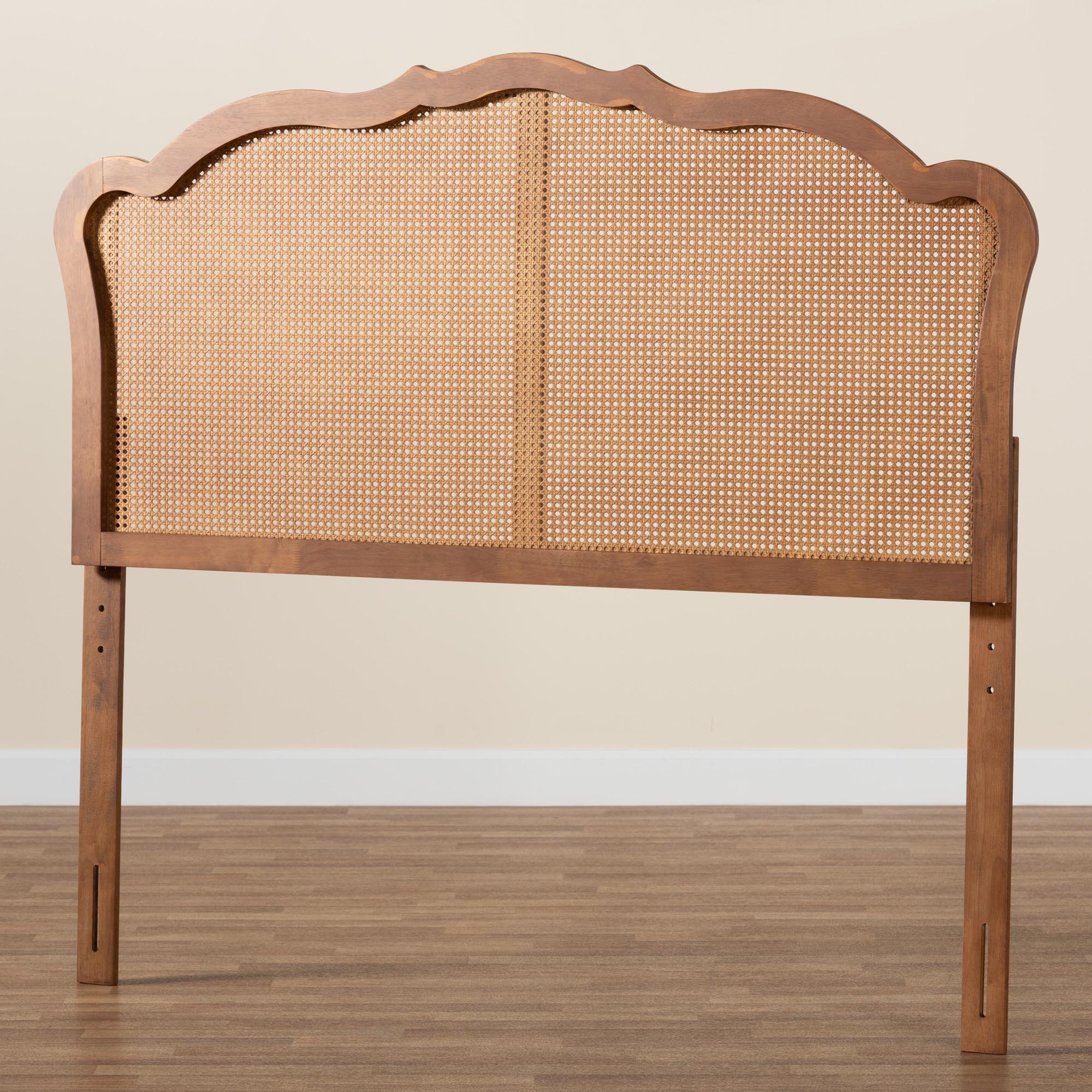 Baxton Studio Leandra Classic and Traditional Ash Walnut Finished Wood Queen Size Headboard with Rattan - Image 8