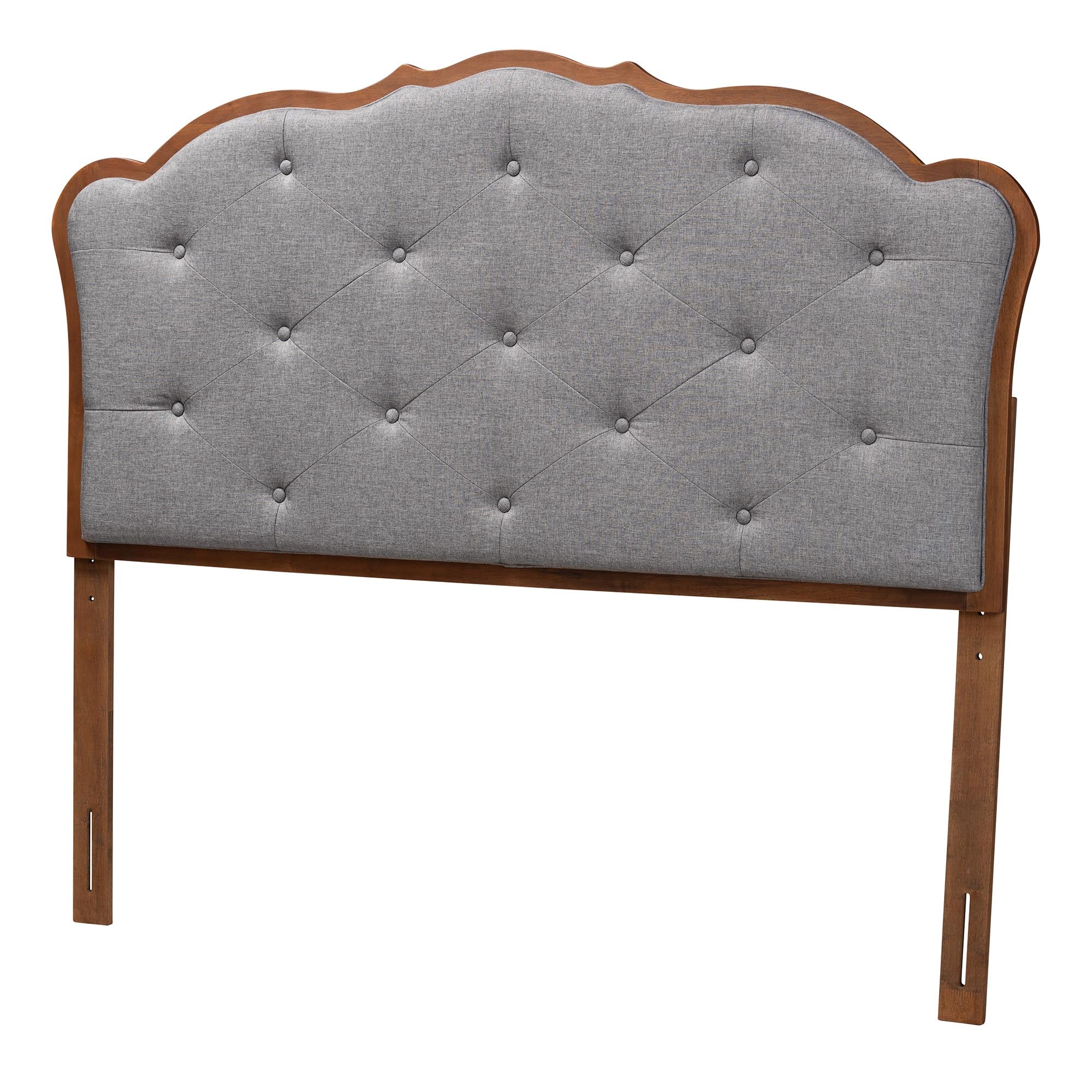 Baxton Studio Leandra Classic and Traditional Grey Fabric and Walnut Brown Finished Wood King Size Headboard - Image 2