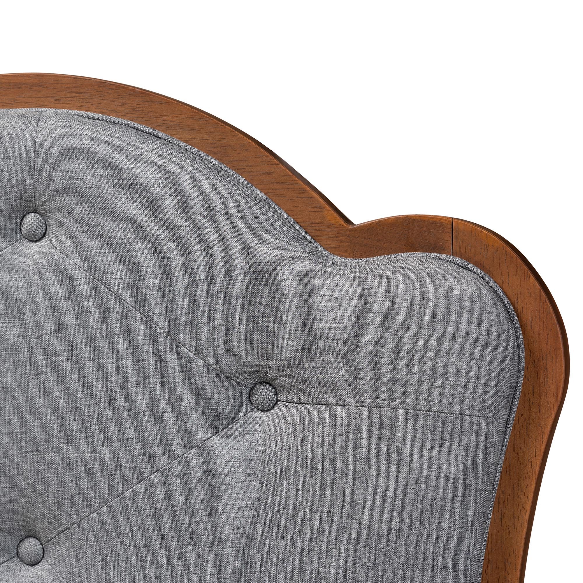 Baxton Studio Leandra Classic and Traditional Grey Fabric and Walnut Brown Finished Wood King Size Headboard - Image 4