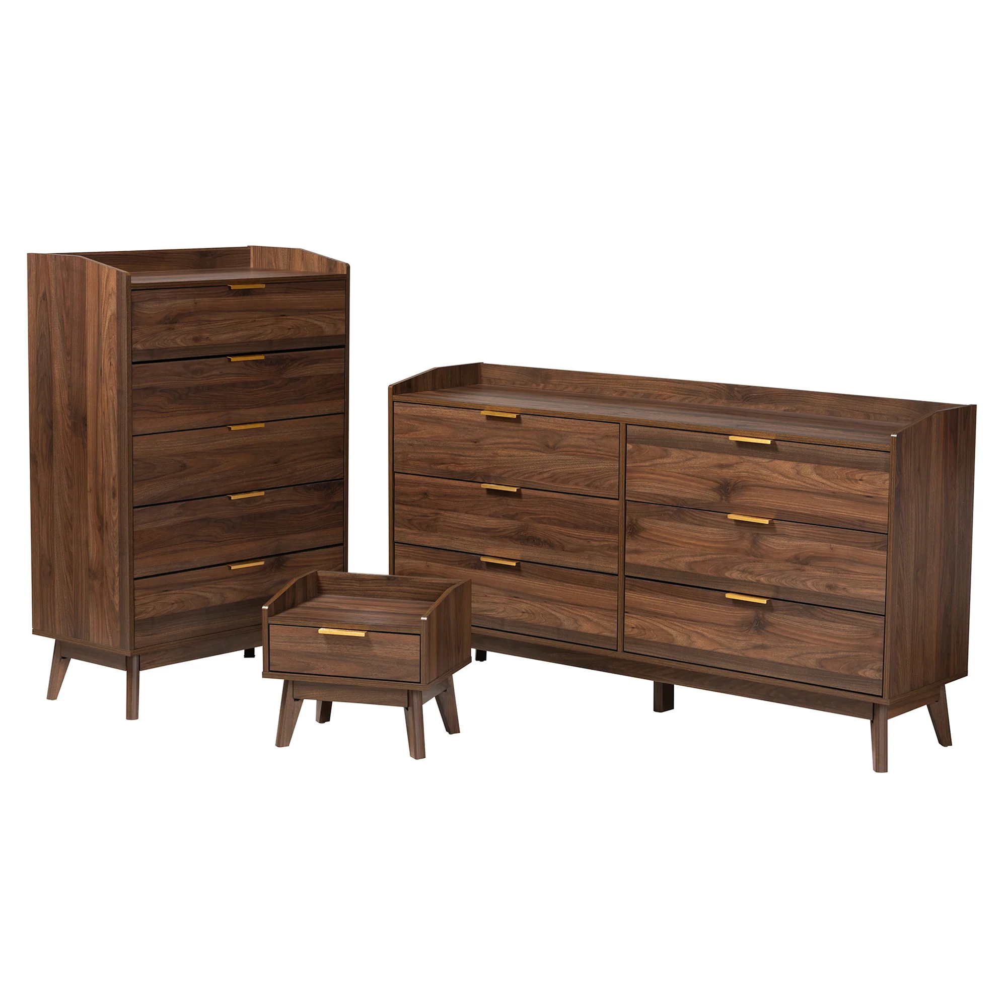 Baxton Studio Lena Mid-Century Modern Walnut Brown Finished Wood 3-Piece Storage Set - Image 2