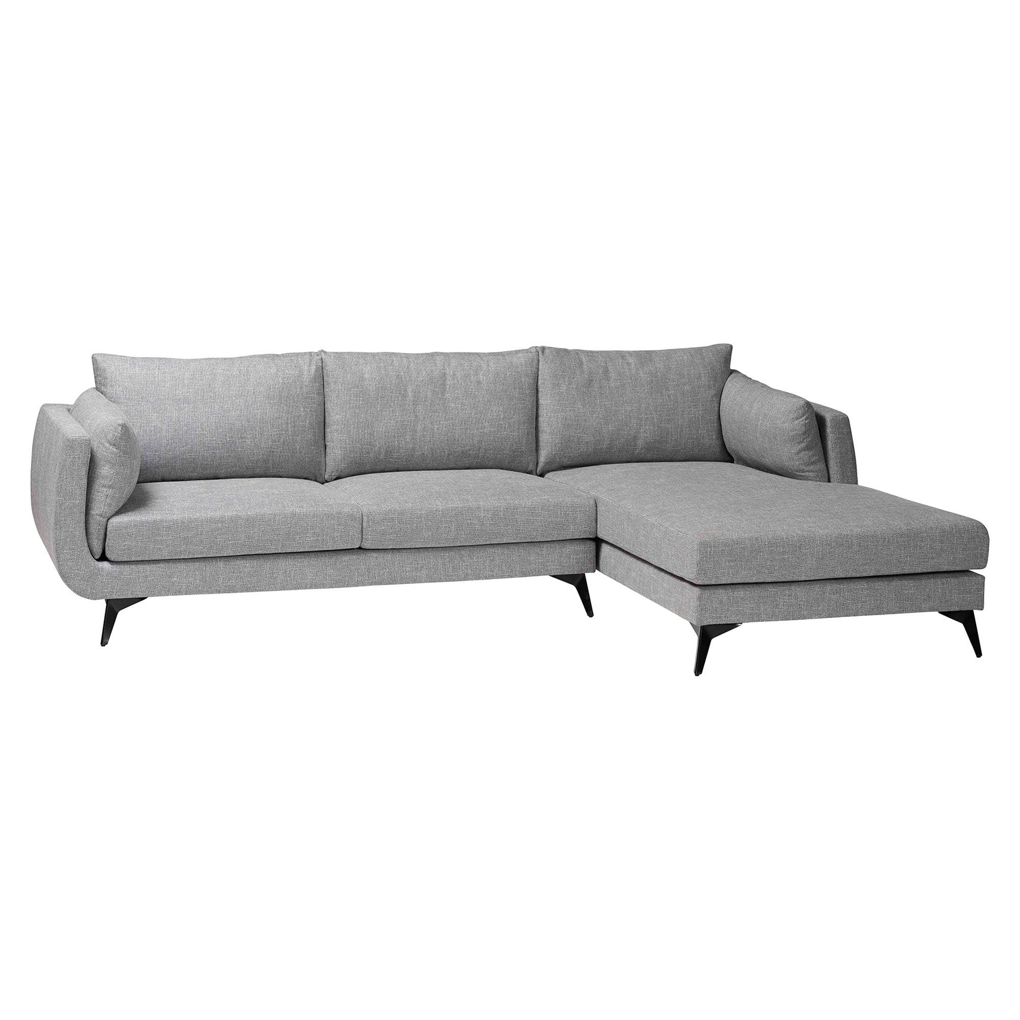 Baxton Studio Leni Modern Grey Twill Fabric Right Facing Sectional Sofa - Image 3
