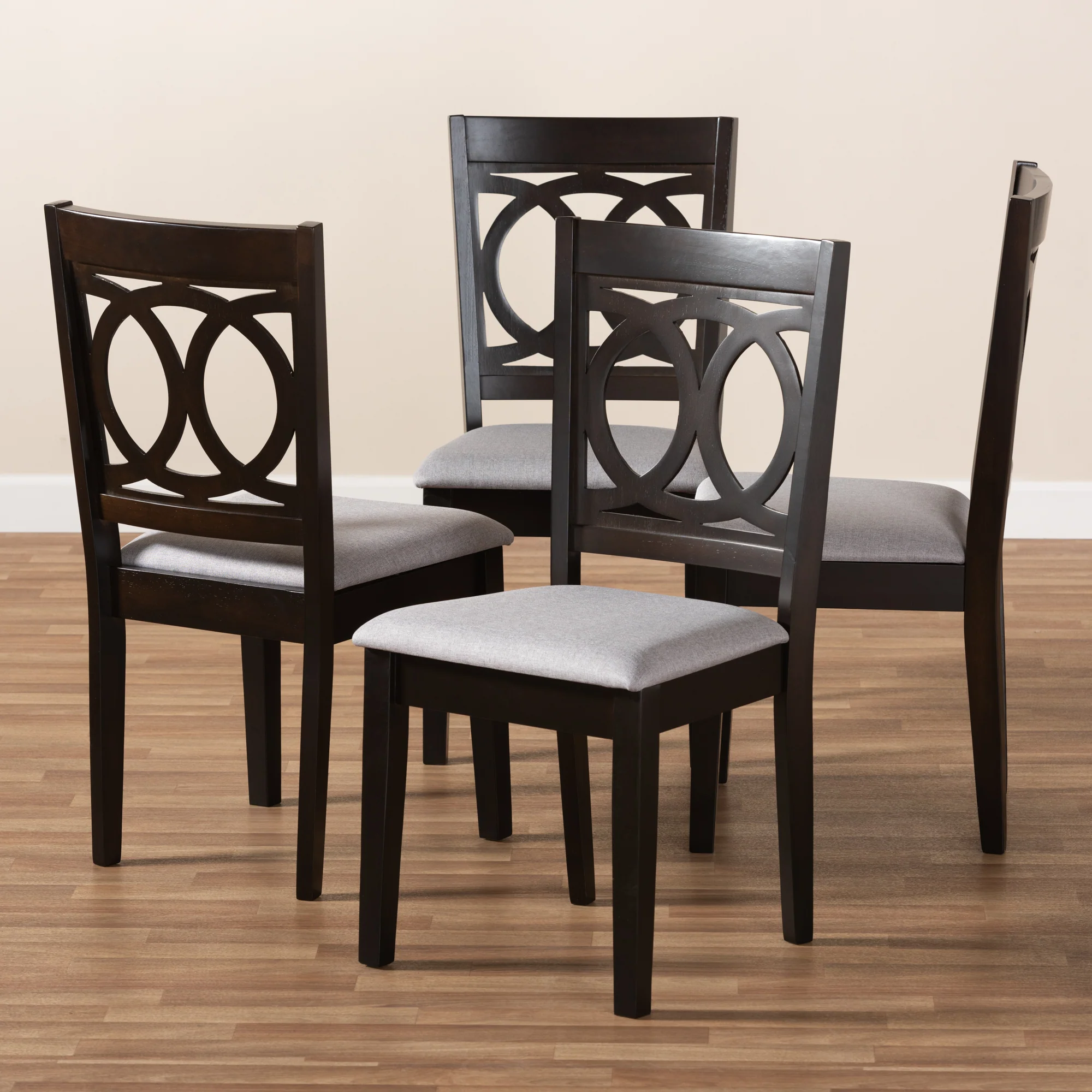 Baxton Studio Lenoir Modern and Contemporary Sand Fabric Upholstered Espresso Brown Finished Wood Dining Chair Set of 4 - Image 13