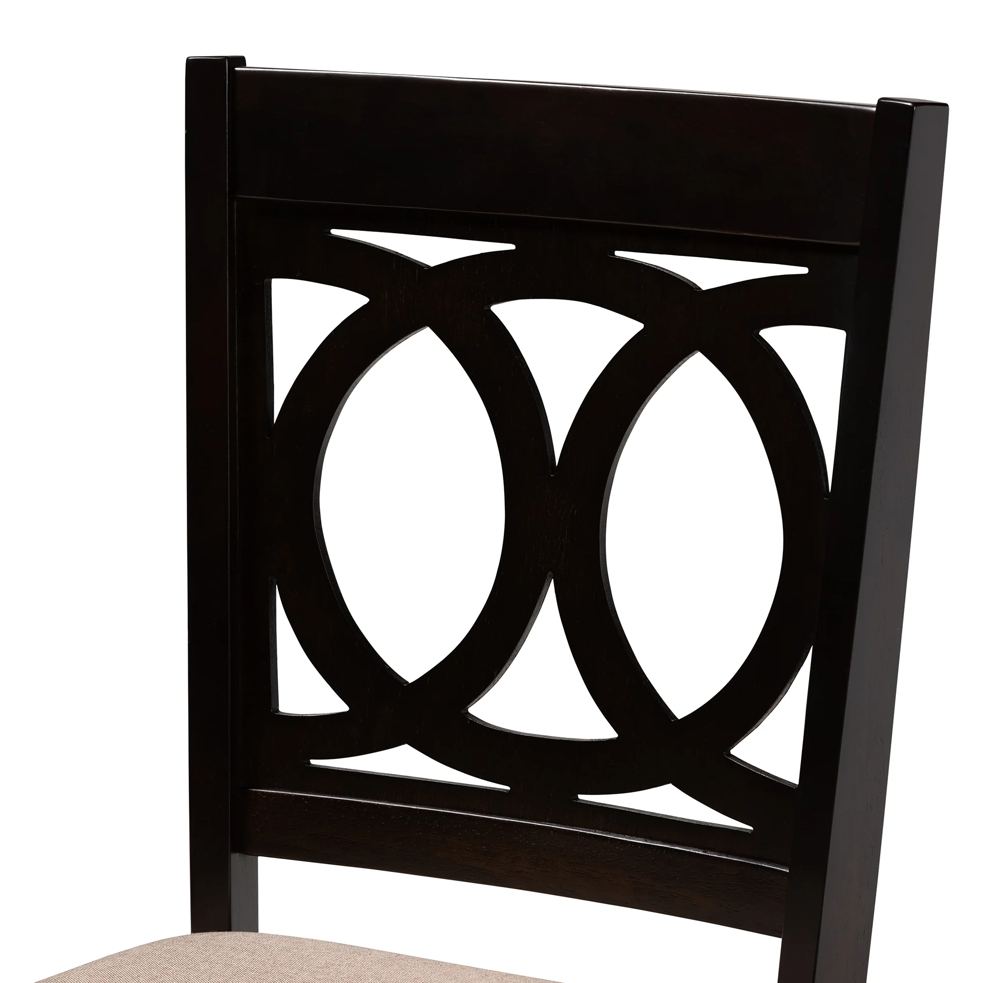 Baxton Studio Lenoir Modern and Contemporary Sand Fabric Upholstered Espresso Brown Finished Wood Dining Chair Set of 4 - Image 4