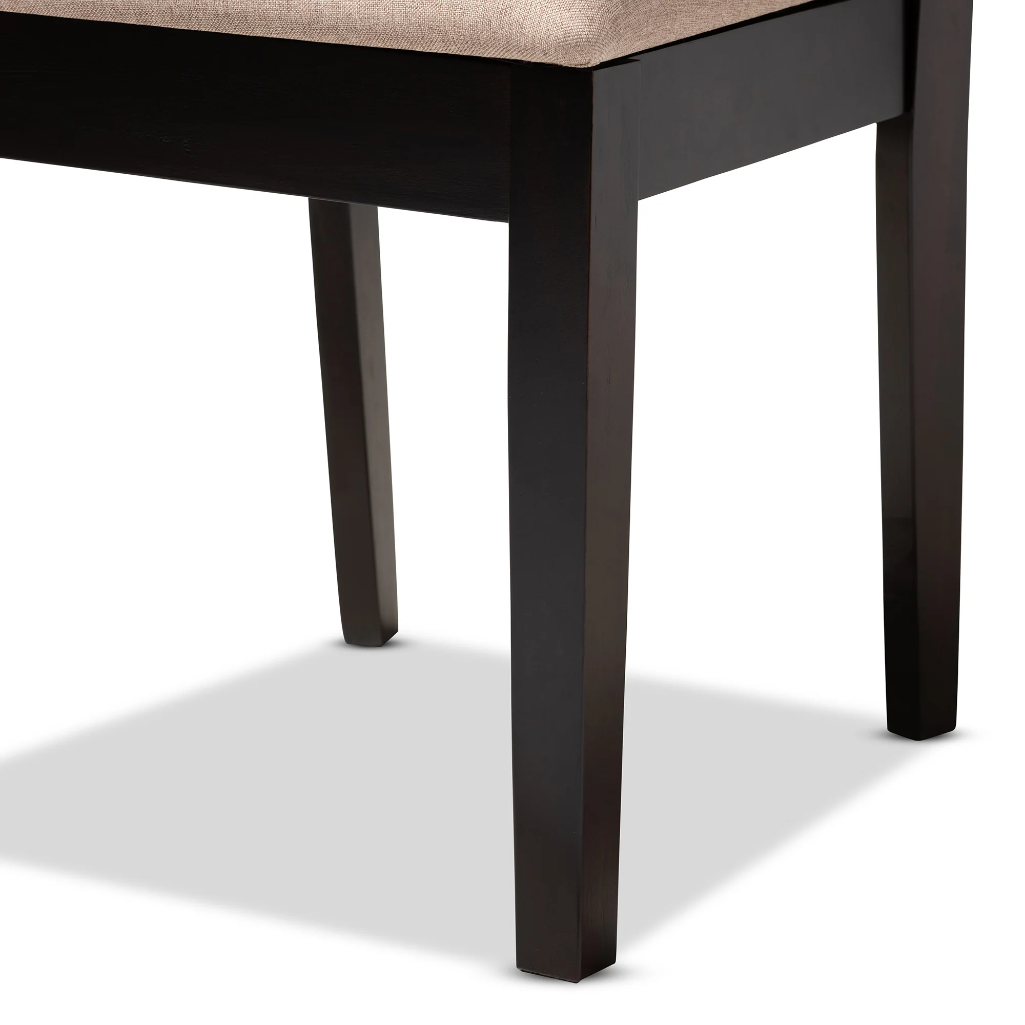 Baxton Studio Lenoir Modern and Contemporary Sand Fabric Upholstered Espresso Brown Finished Wood Dining Chair Set of 4 - Image 5