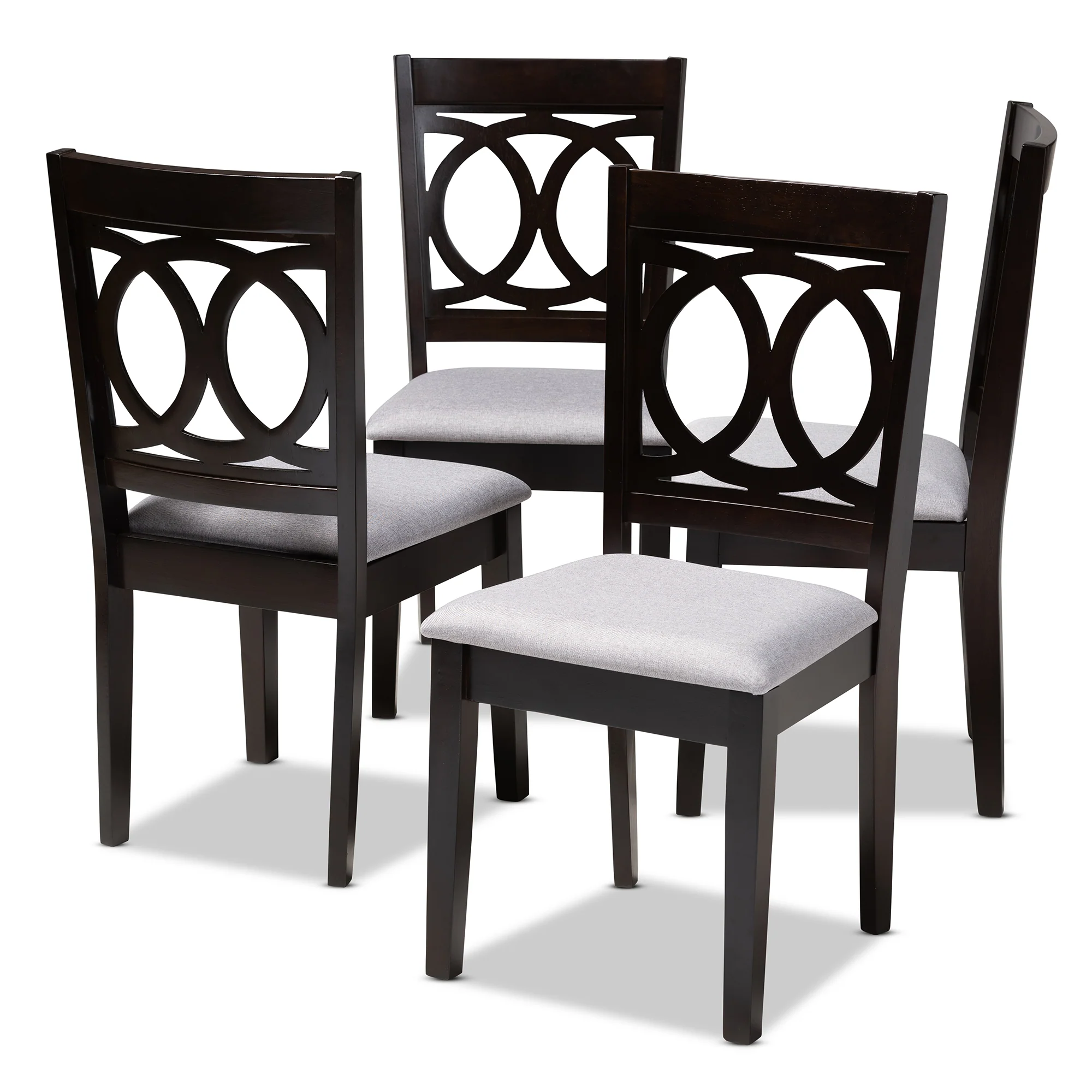 Baxton Studio Lenoir Modern and Contemporary Sand Fabric Upholstered Espresso Brown Finished Wood Dining Chair Set of 4 - Image 9