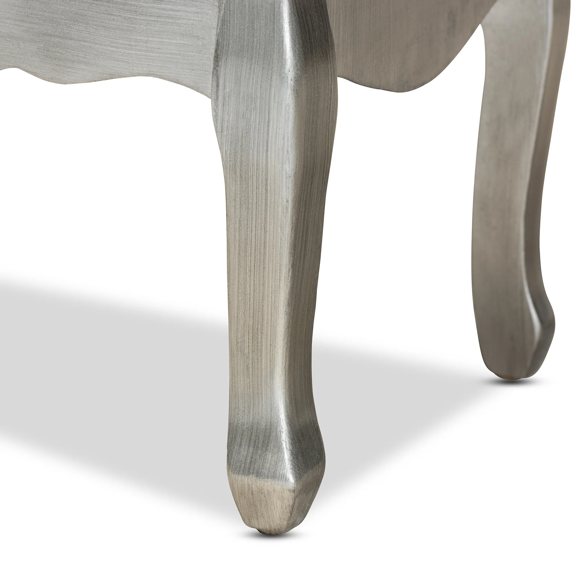 Baxton Studio Leonie Modern Transitional French Brushed Silver Finished Wood and Mirrored Glass 2-Drawer End Table - Image 9