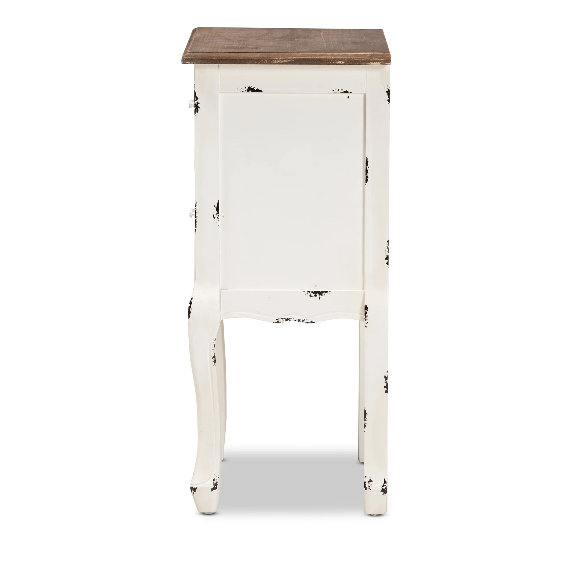 Baxton Studio Levron Classic and Traditional Two-Tone Walnut Brown and Antique White Finished Wood 2-Drawer End Table - Image 7