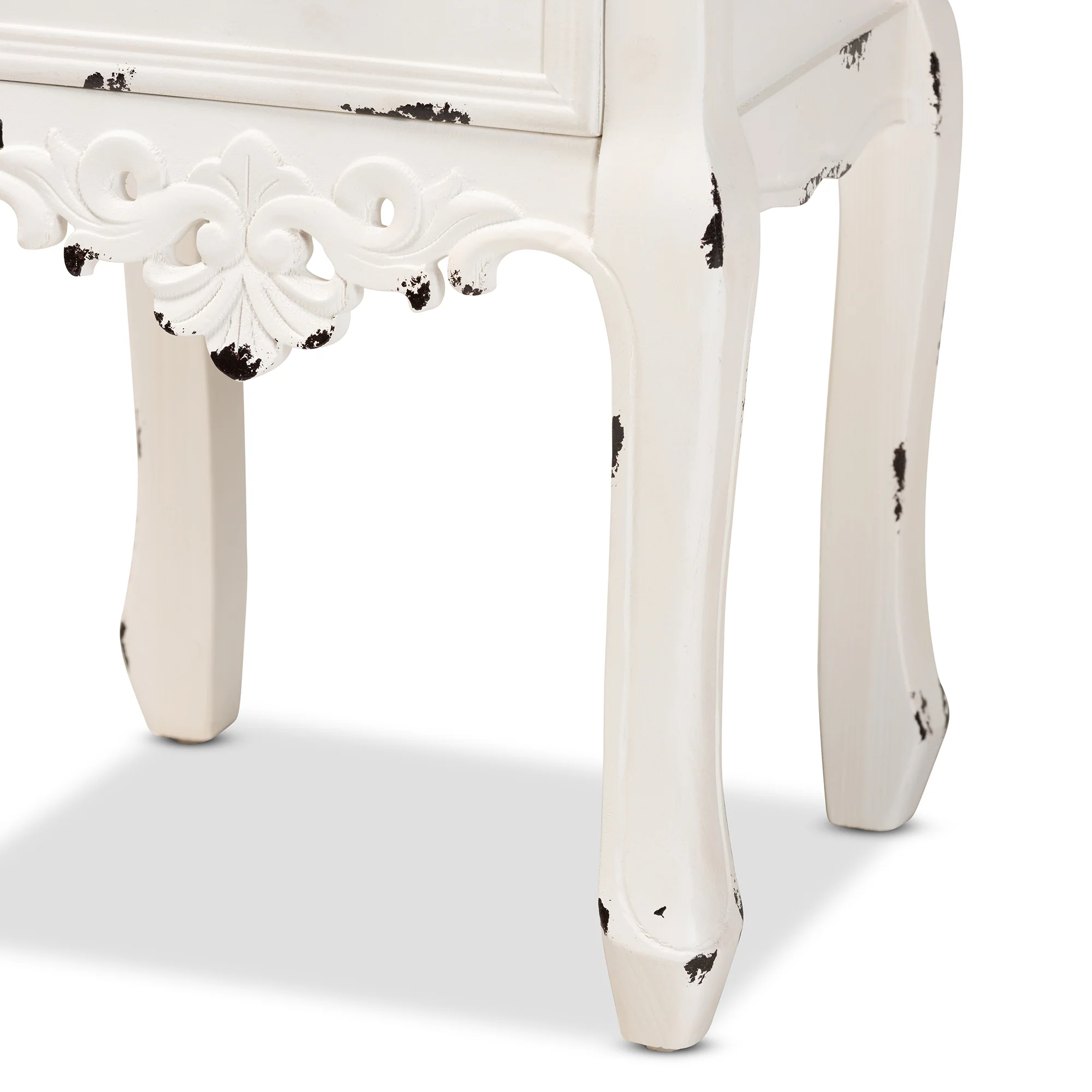 Baxton Studio Levron Classic and Traditional Two-Tone Walnut Brown and Antique White Finished Wood 2-Drawer End Table - Image 9