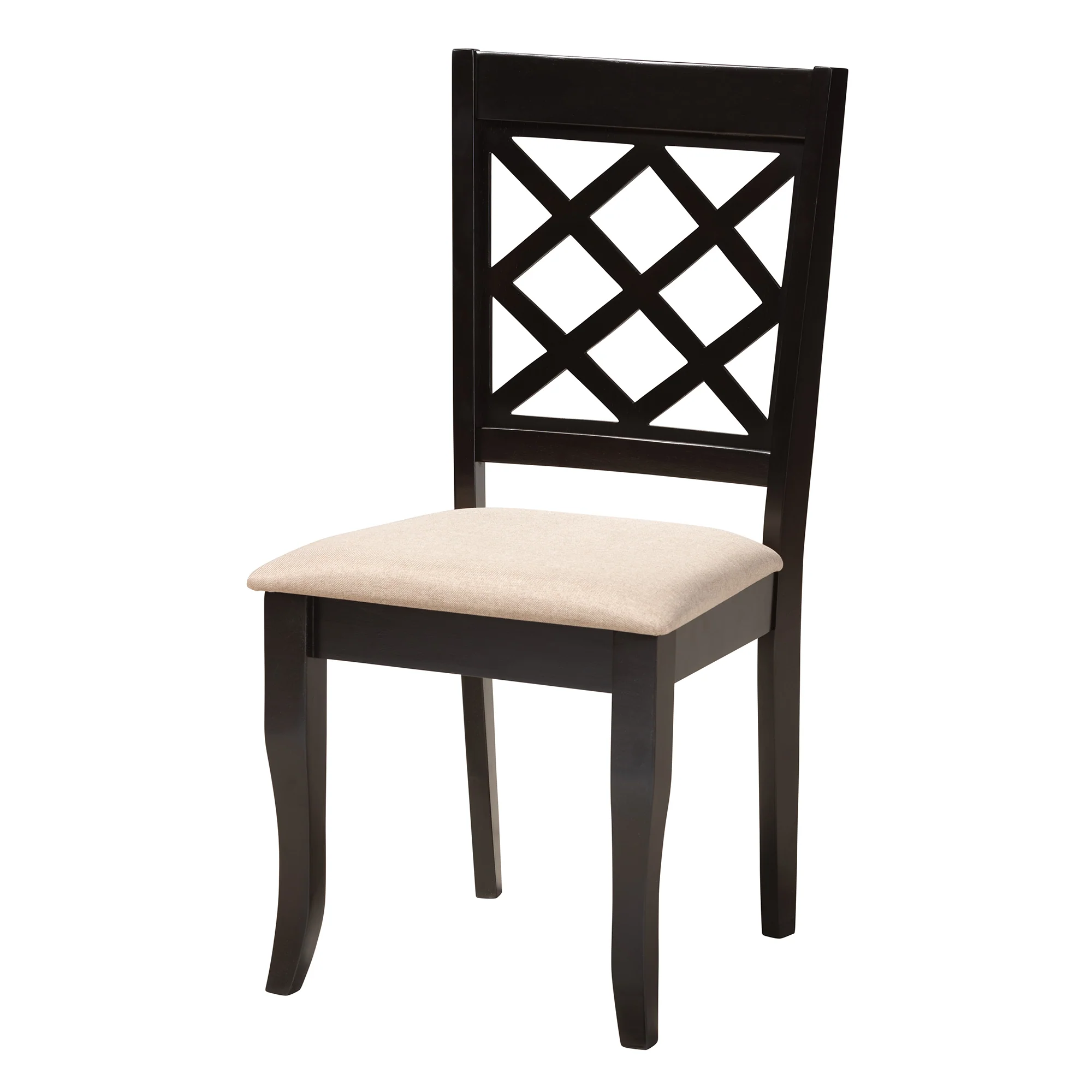 Baxton Studio Lexi Modern Beige Fabric and Dark Brown Finished Wood 5-Piece Dining Set - Image 5