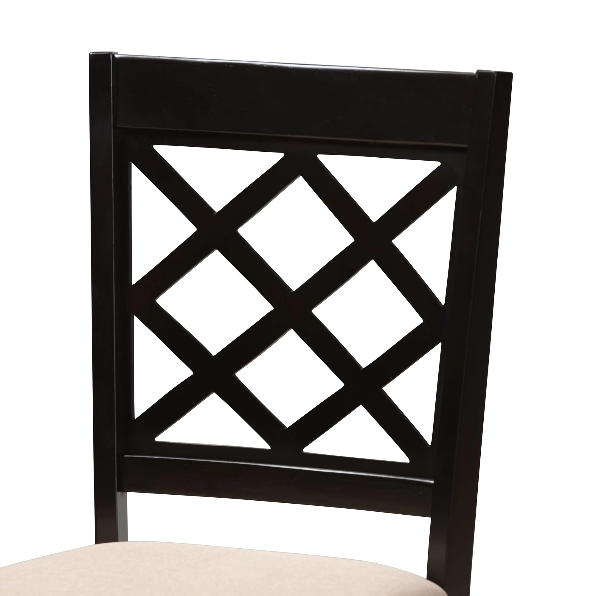 Baxton Studio Lexi Modern Beige Fabric and Dark Brown Finished Wood 5-Piece Dining Set - Image 8