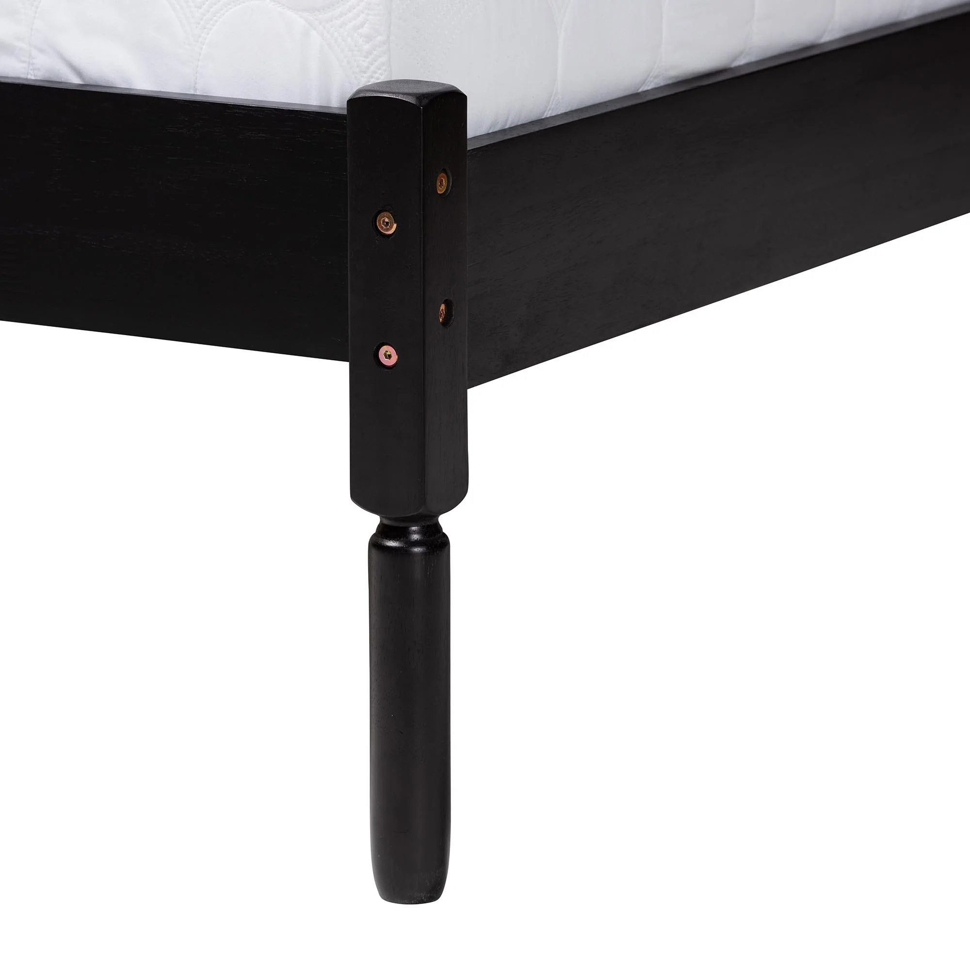 Baxton Studio Librina Classic and Traditional Black Finished Wood Queen Size Platform Bed with Woven Rattan - Image 6